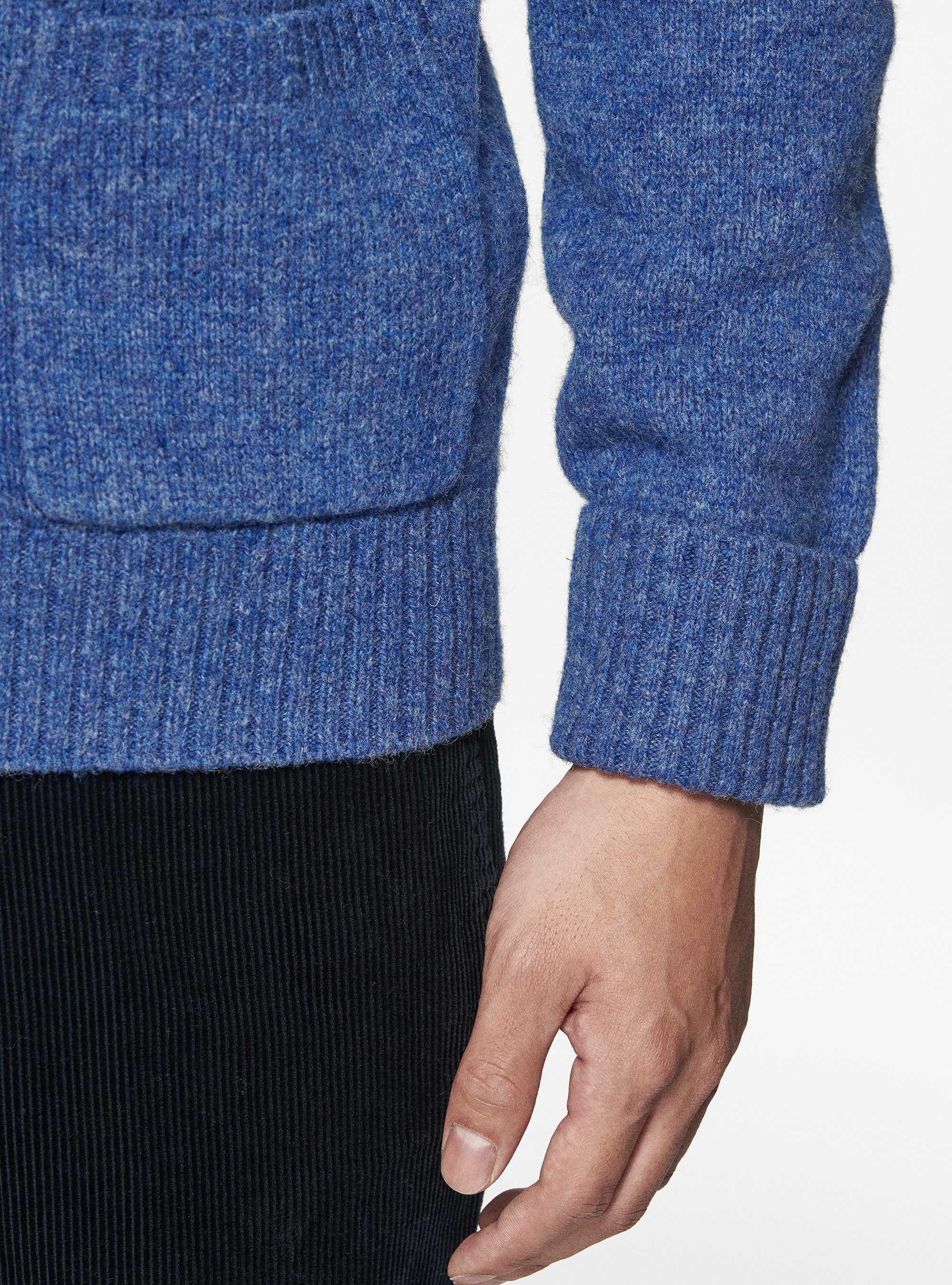 Shetland wool knit cardigan, 0243C DENIM