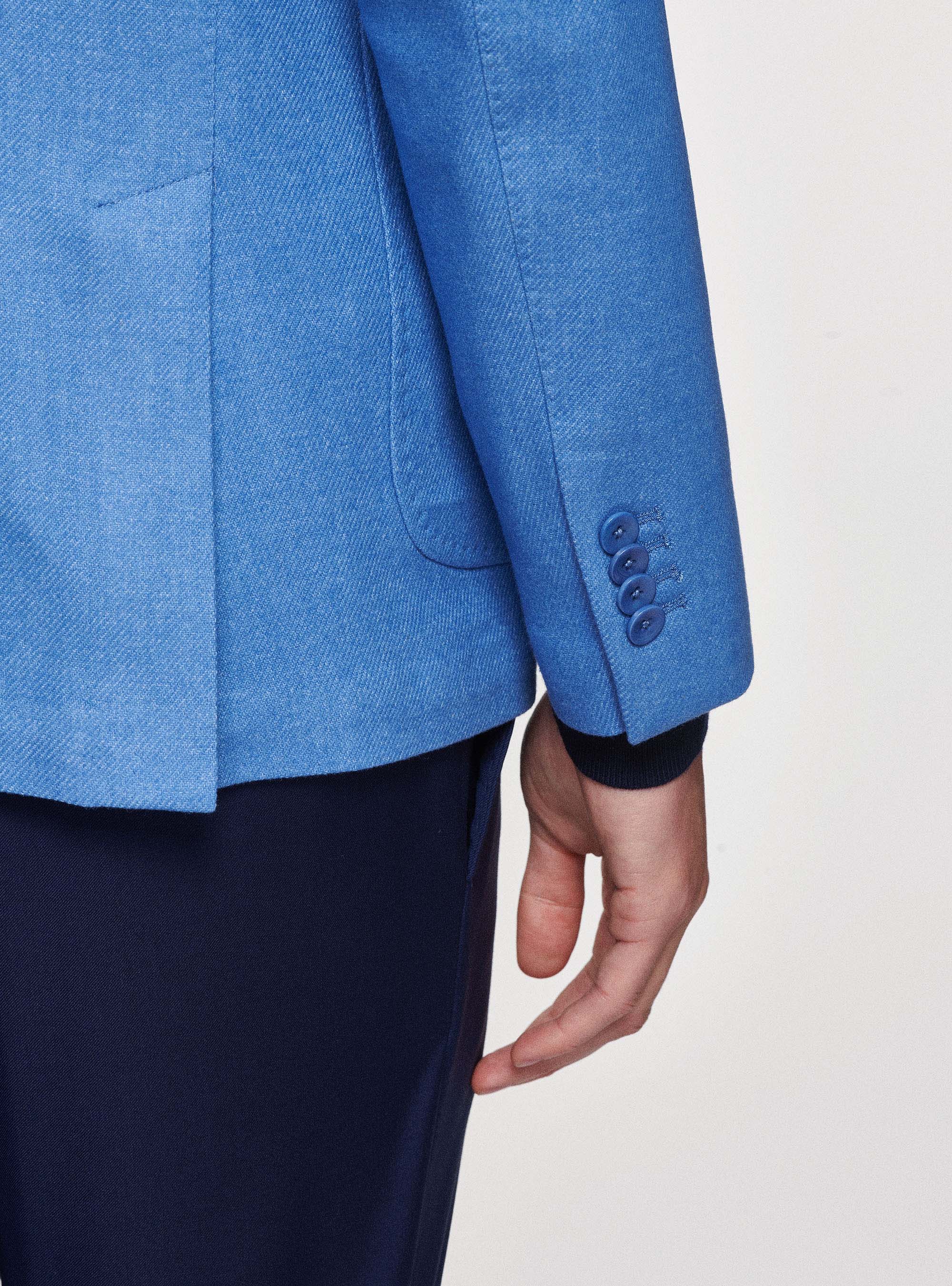 Giacca doppiopetto in flanella di lana Duemilagori, AZZURRO