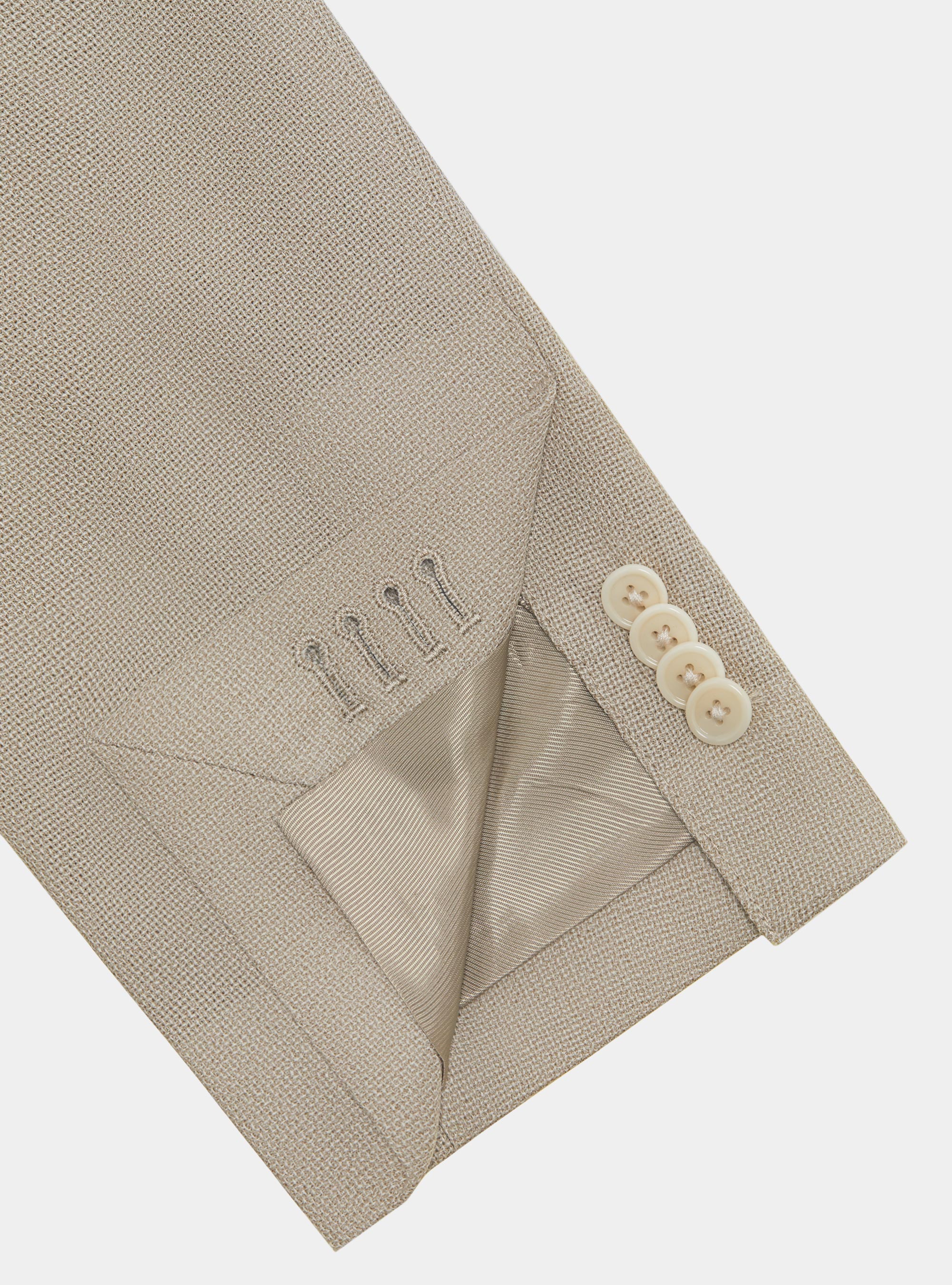 Micro-textured pure wool blazer, ECRU