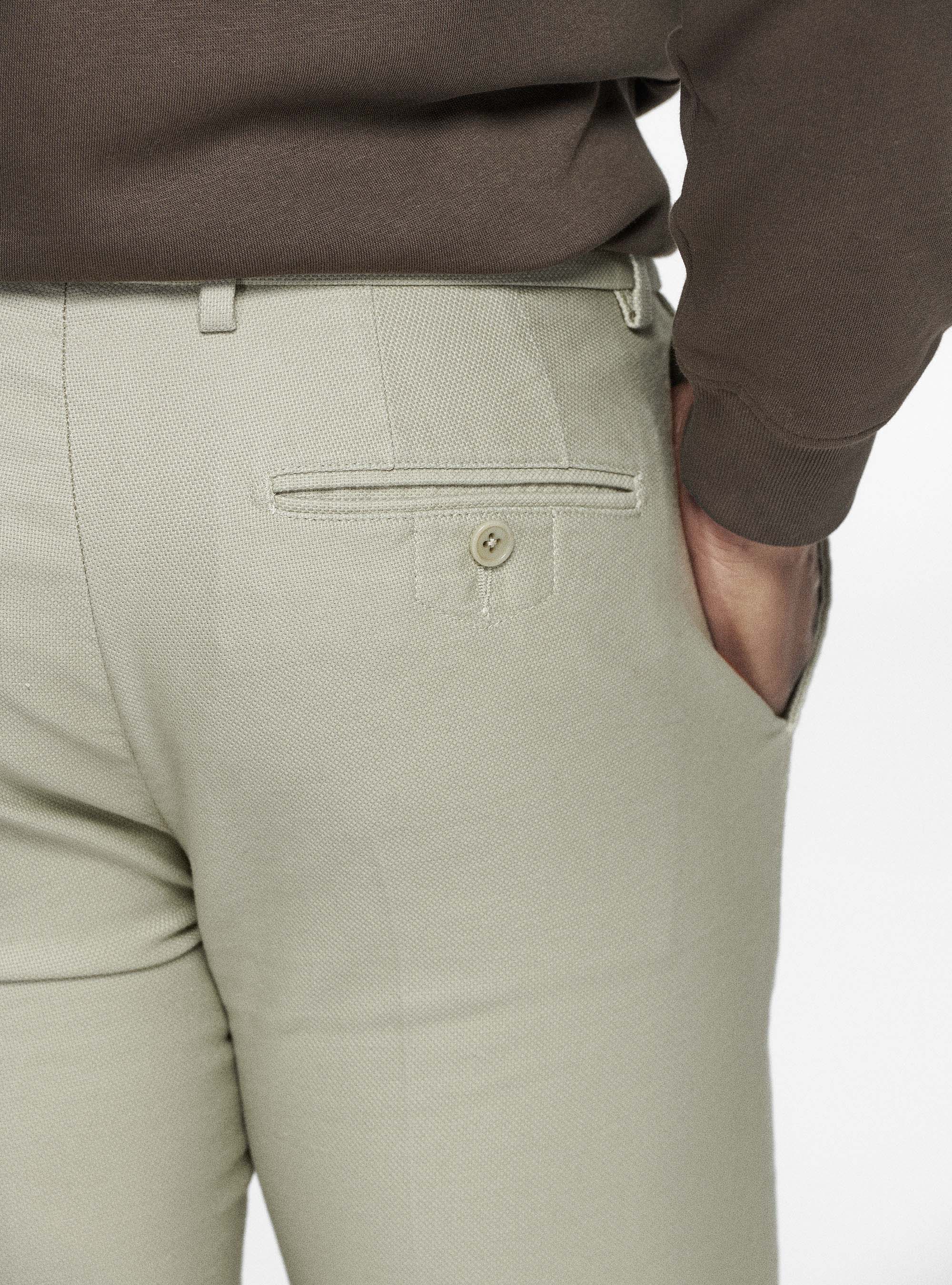 Pantaloni chino slim fit in cotone armaturato, ECRU