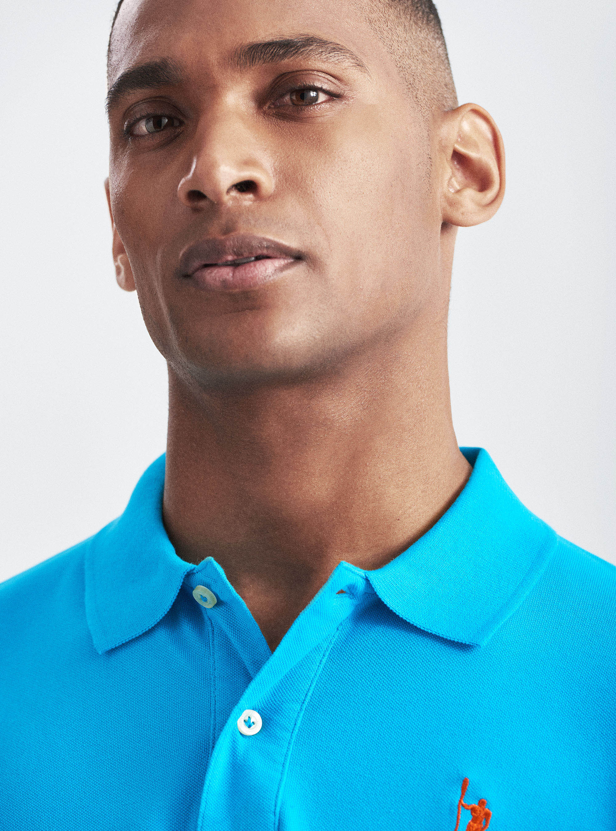 Classic cotton pique polo with embroidery, TURCHESE 0258C