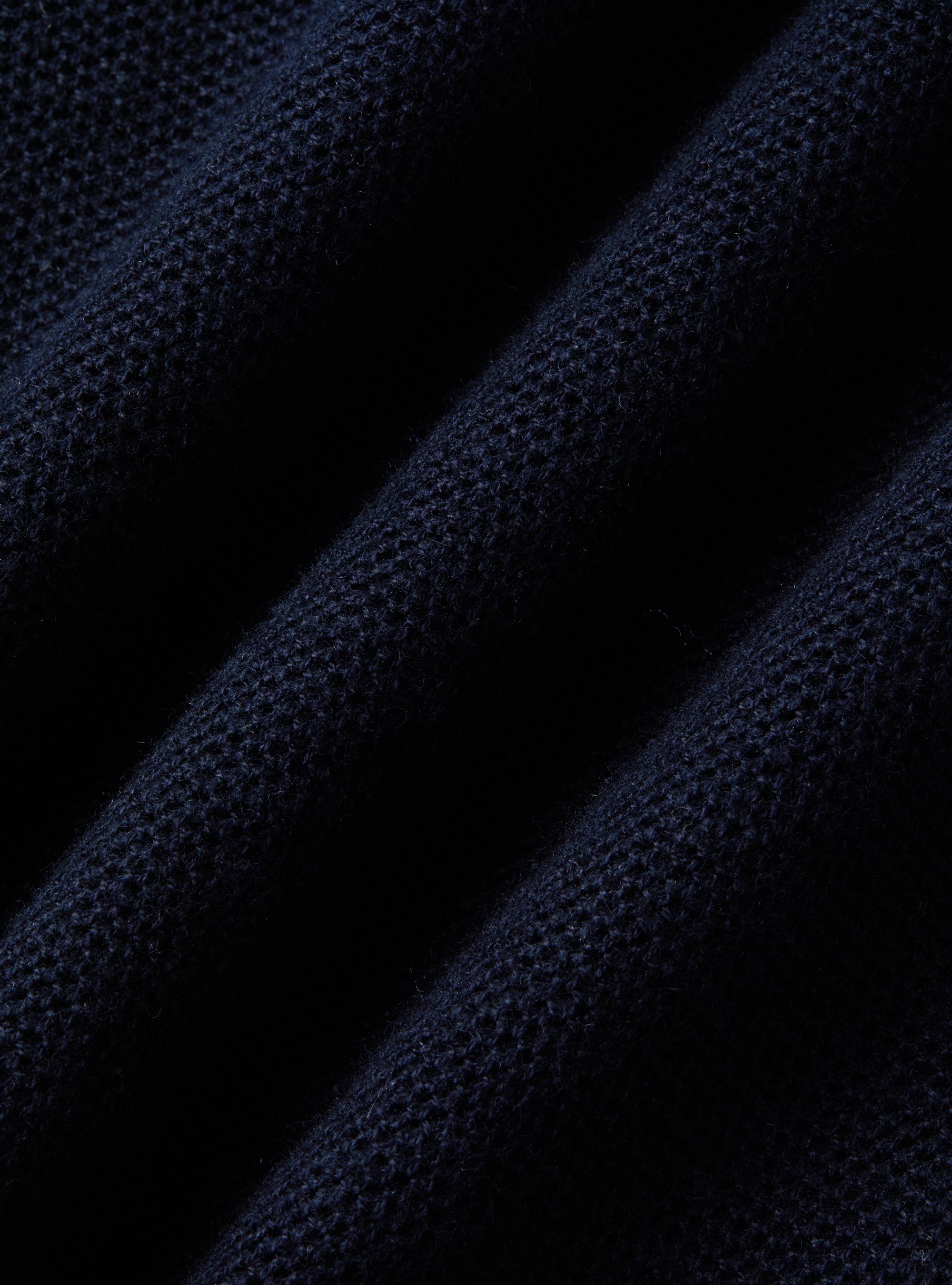 Maglia mock neck nido d'ape in cotone cashmere, BLU NAVY