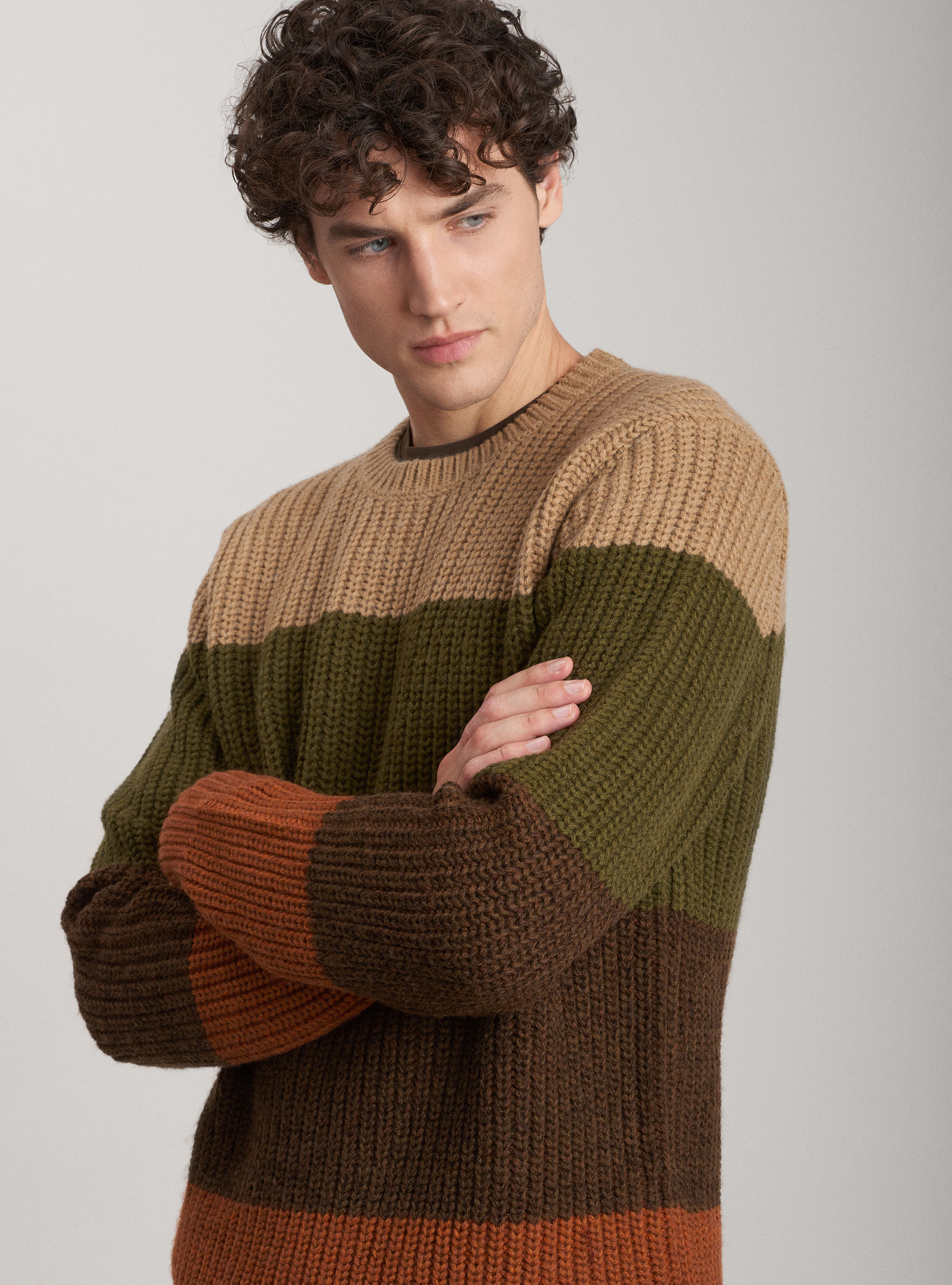 Jersey de lana a rayas con cuello redondo, ARENA