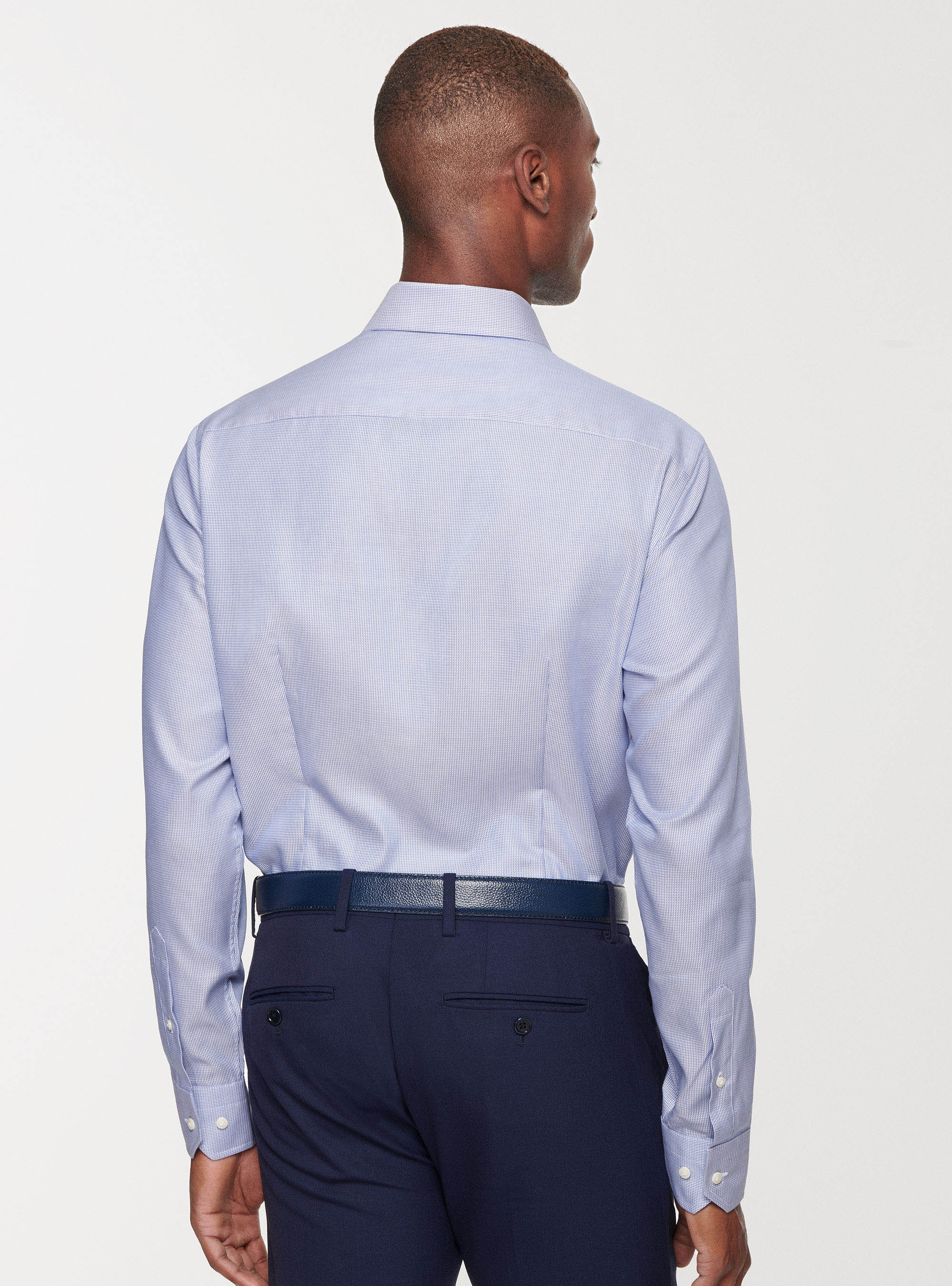 Camicia in cotone operato, BLU