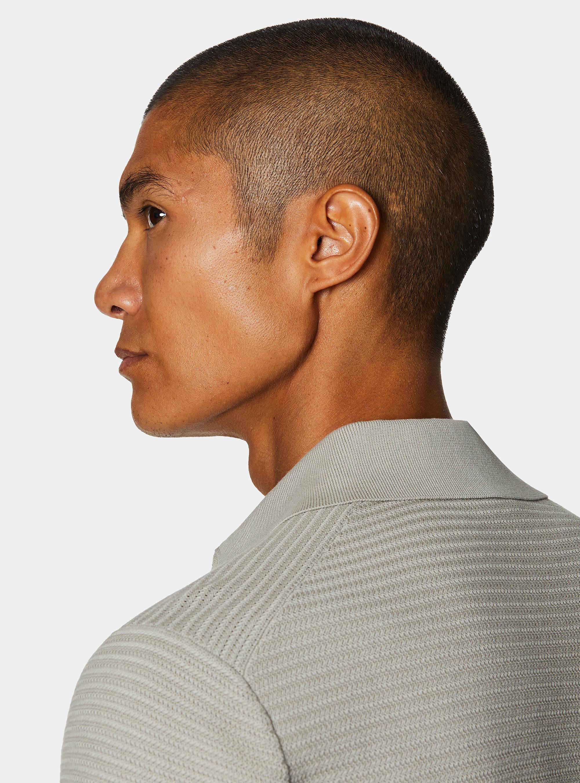 Textured cotton knit polo shirt, SAND