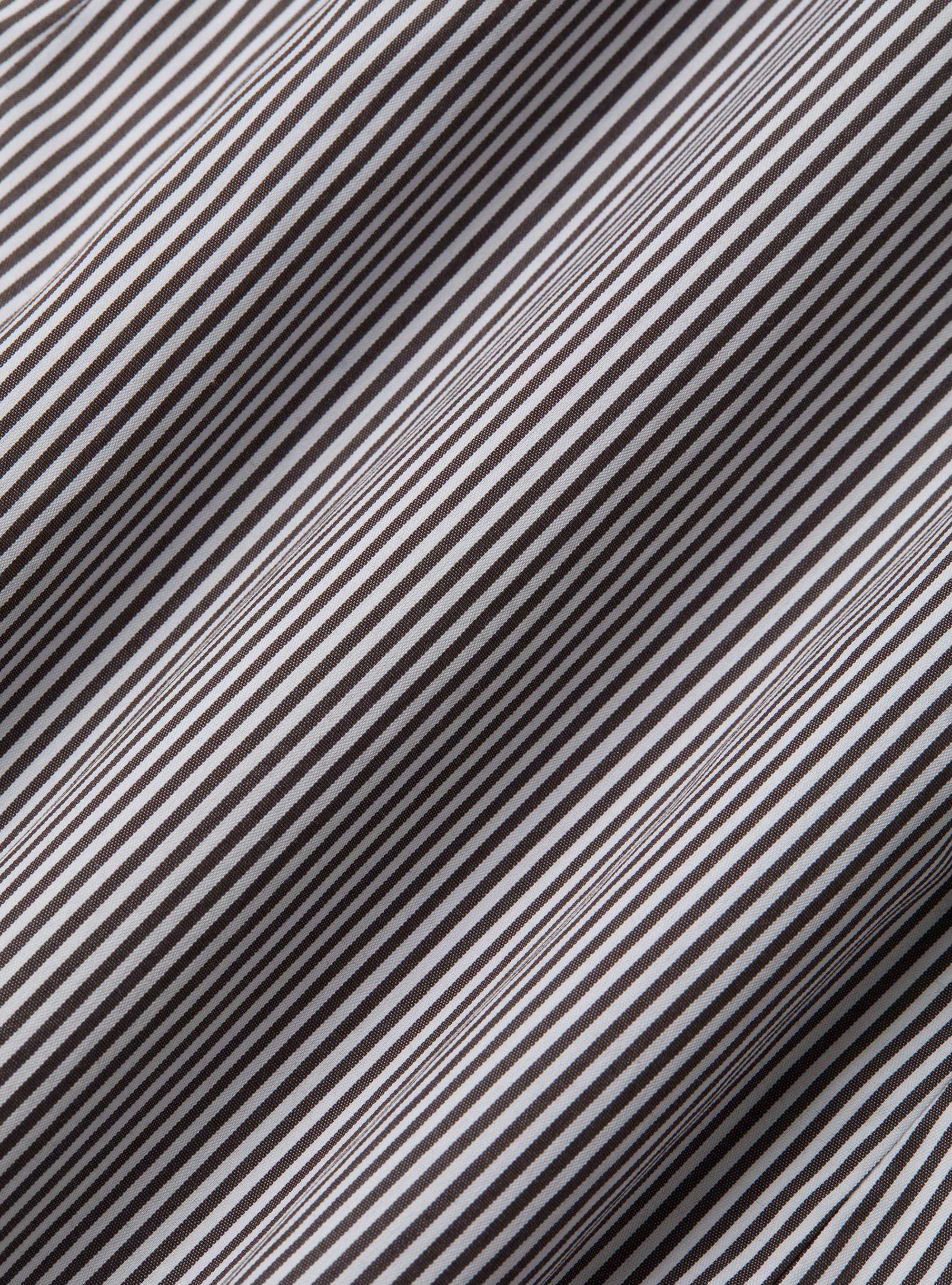 Striped cotton poplin stretch shirt, BROWN