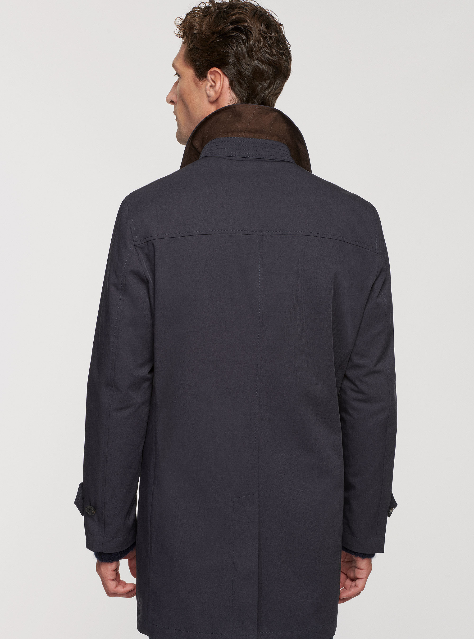 Impermeabile monopetto in tessuto idrorepellente, BLU NAVY