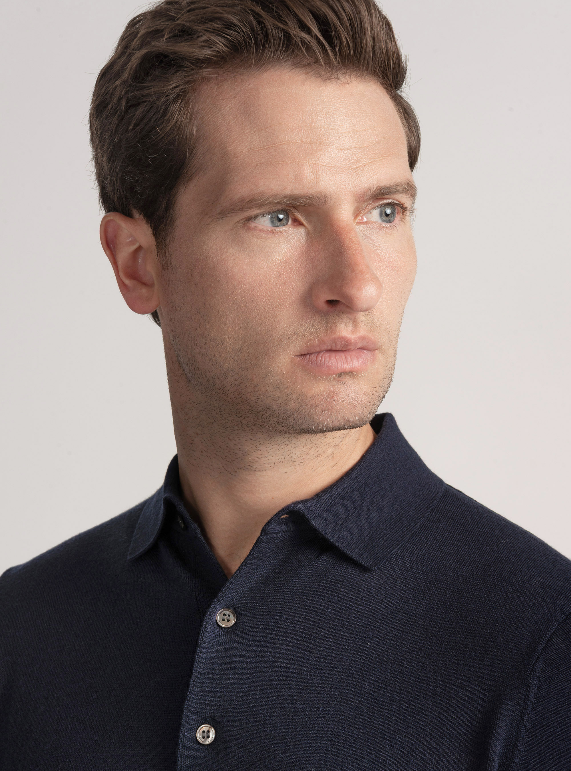 Polo de lana merina extrafina, AZUL MARINO