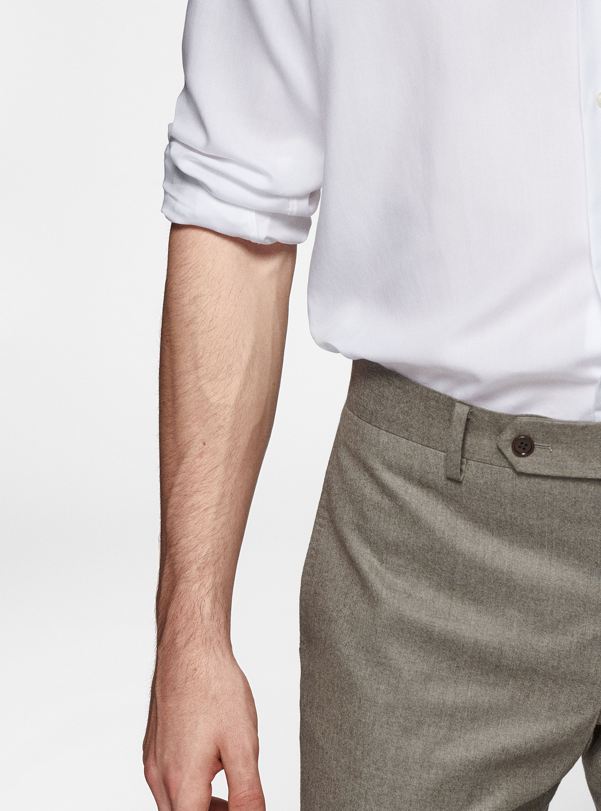 Camicia in misto cotone oxford, BIANCO