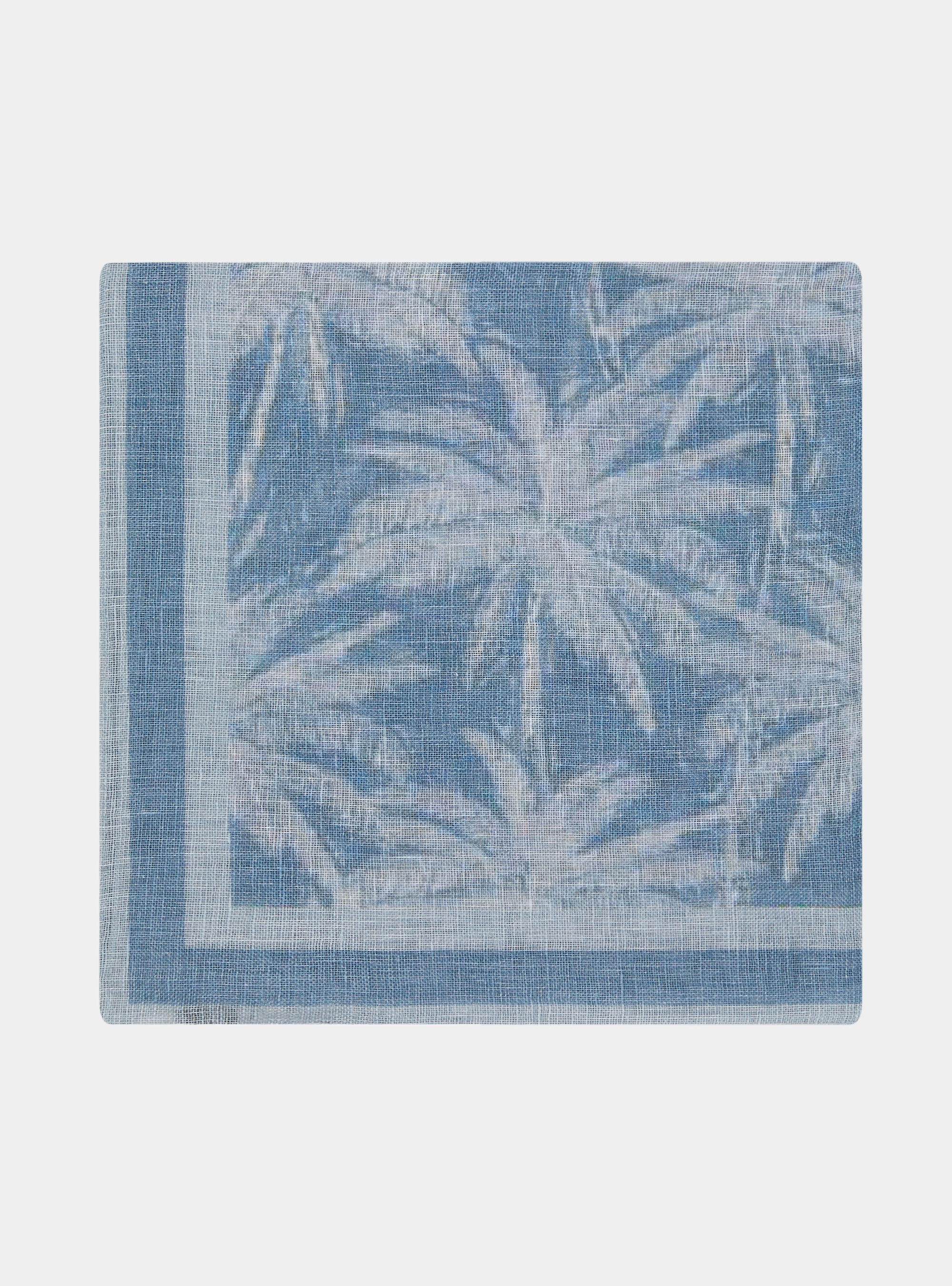 Foulard de palma de lino estampado, CELESTE