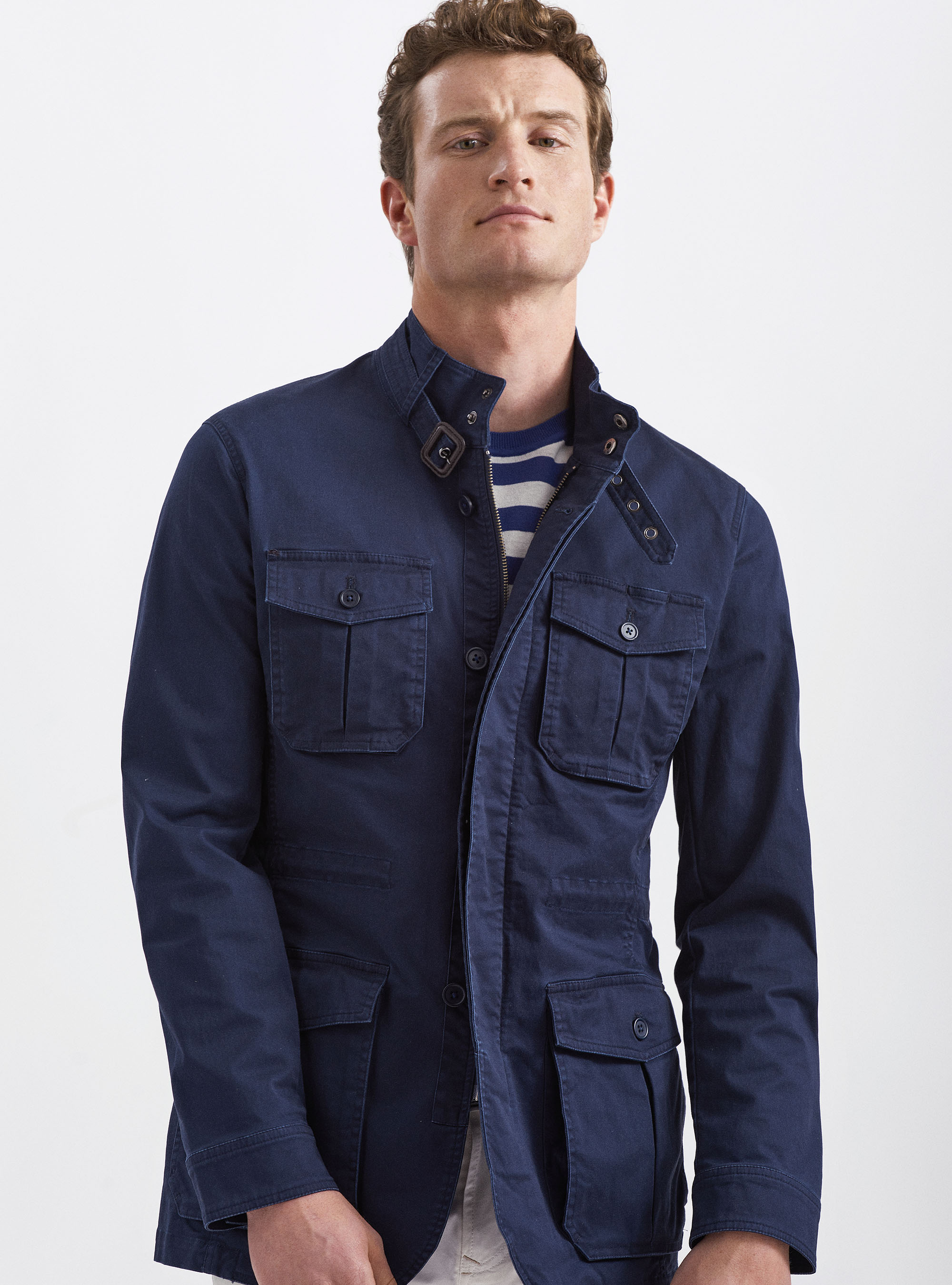 Stretch cotton twill field jacket