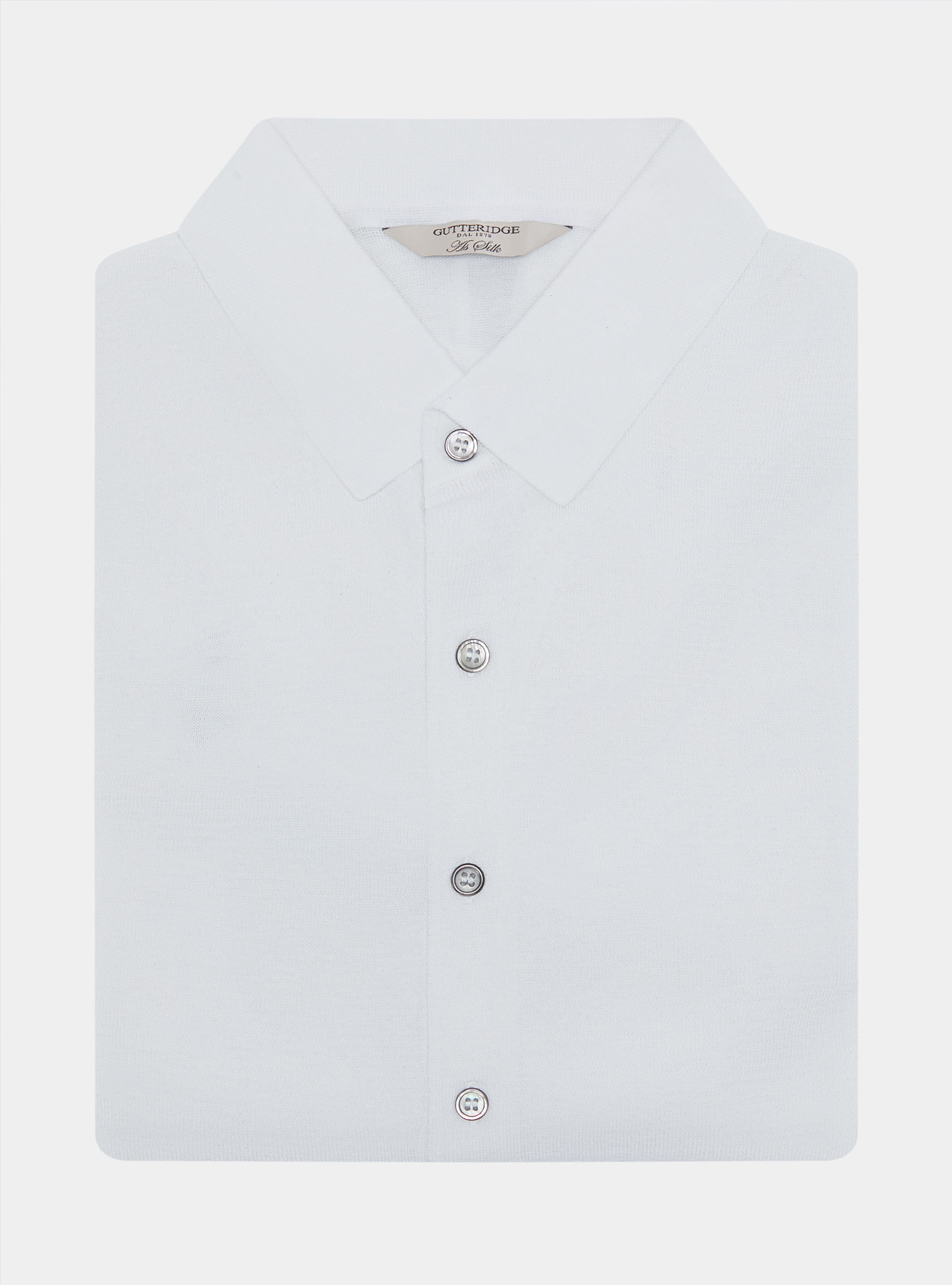 Polo camicia in maglia in cotone e seta, BIANCO