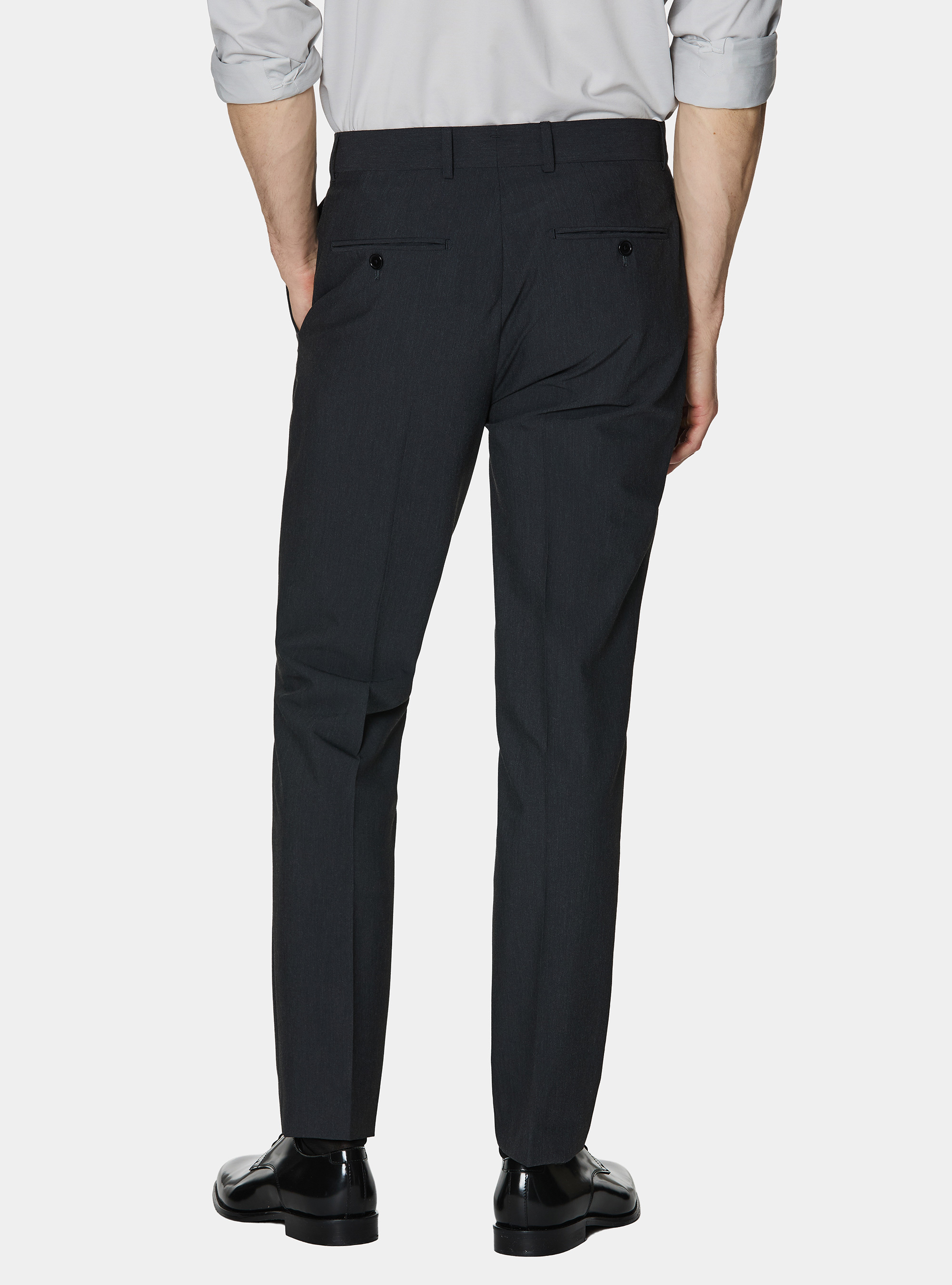 Slim-fit suit trousers, ASPHALT GREY