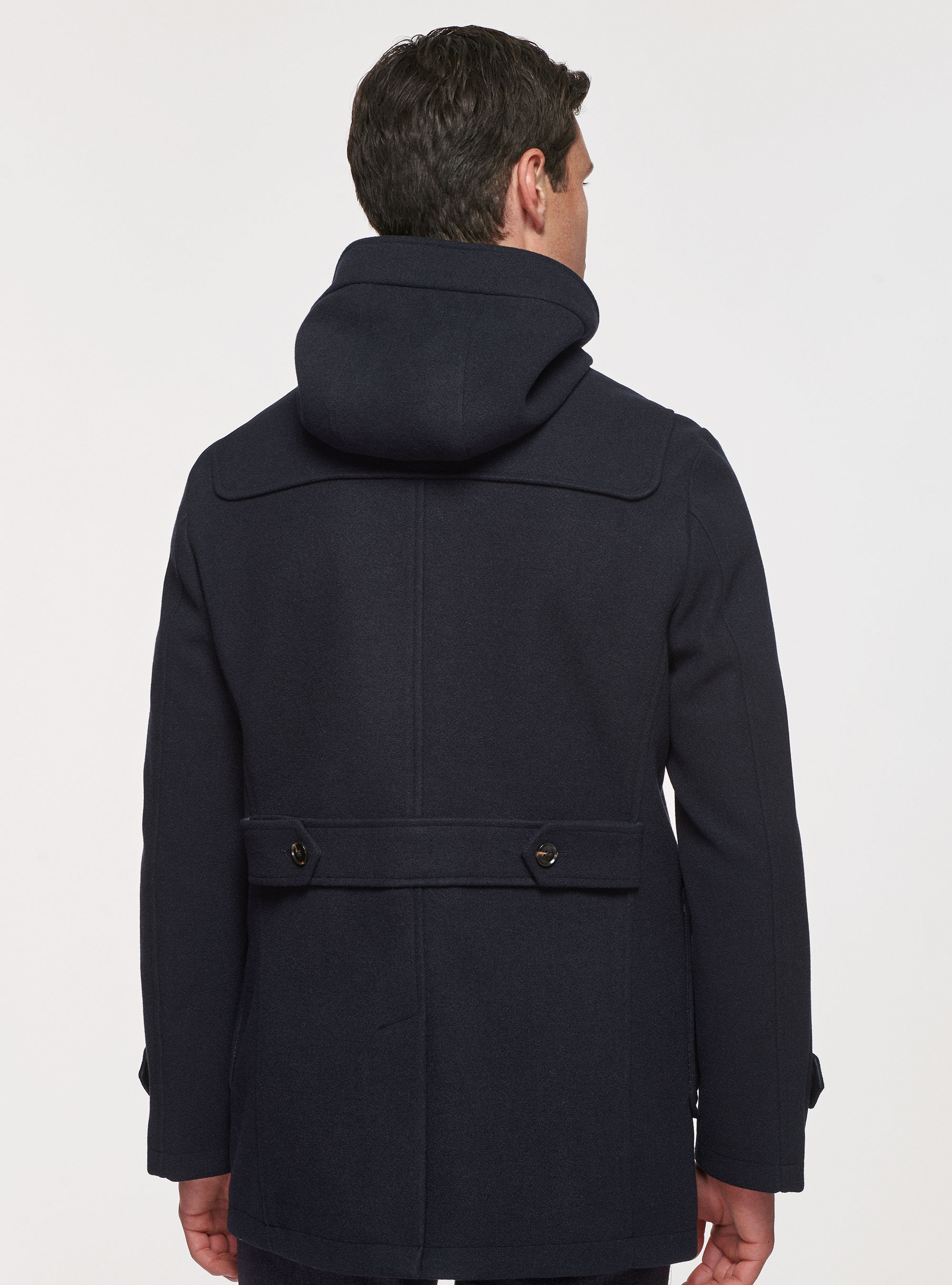 Montgomery con cappuccio in misto lana, BLU NAVY