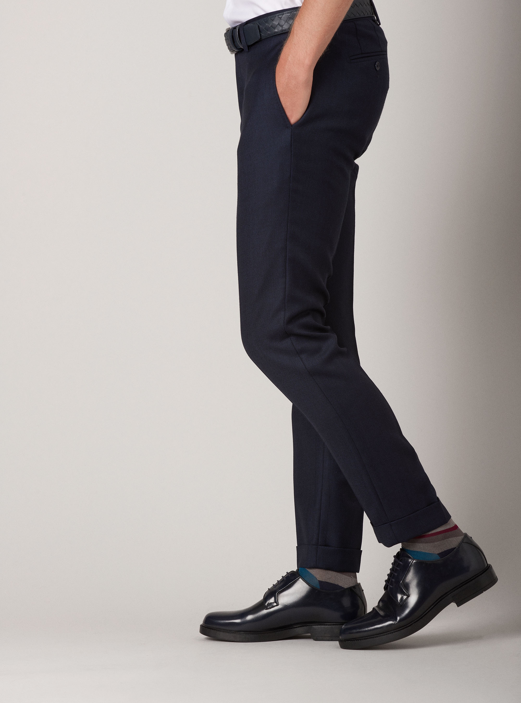 Pure wool partridge eye suit trousers in pure wool, NAVY BLUE