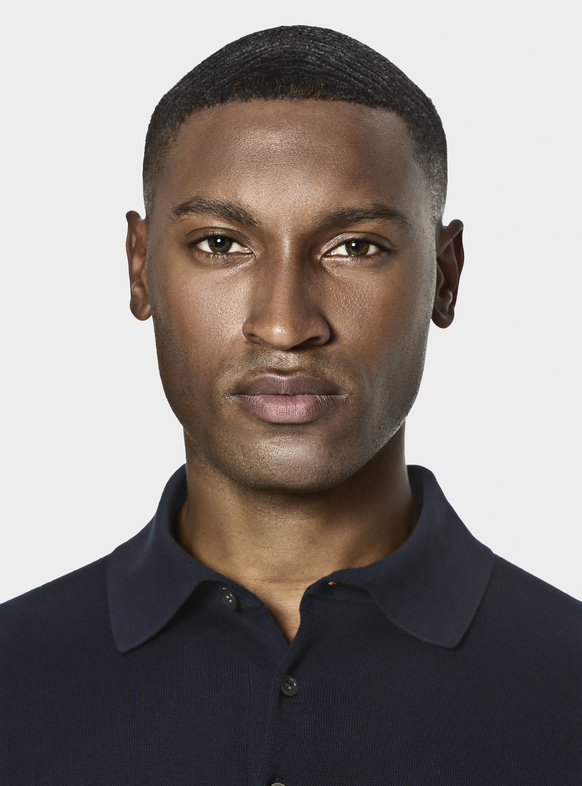 Polo de punto de algodón extrafino, AZUL MARINO