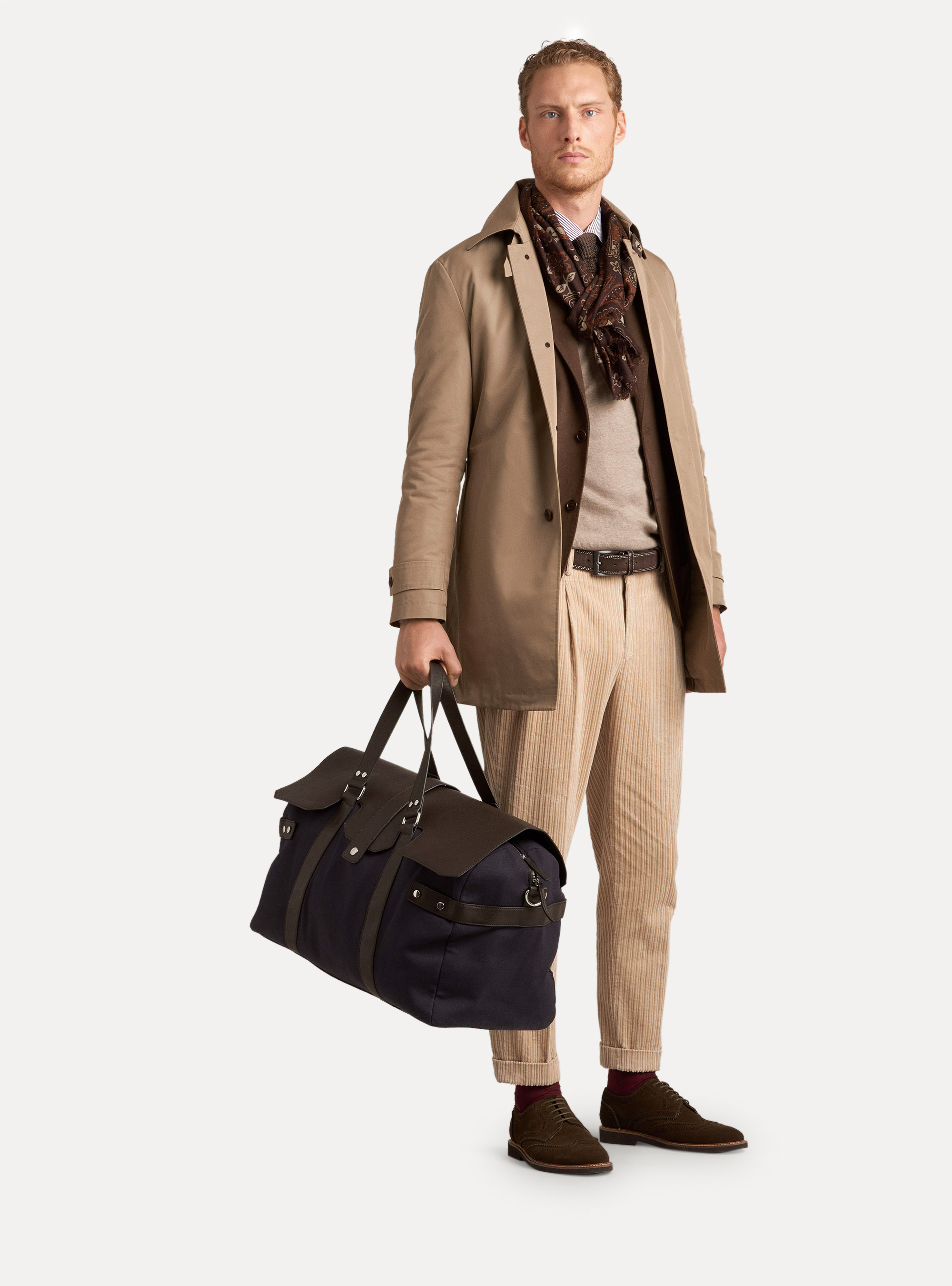 Cotton silk and cashmere V-neck sweater, ECRU