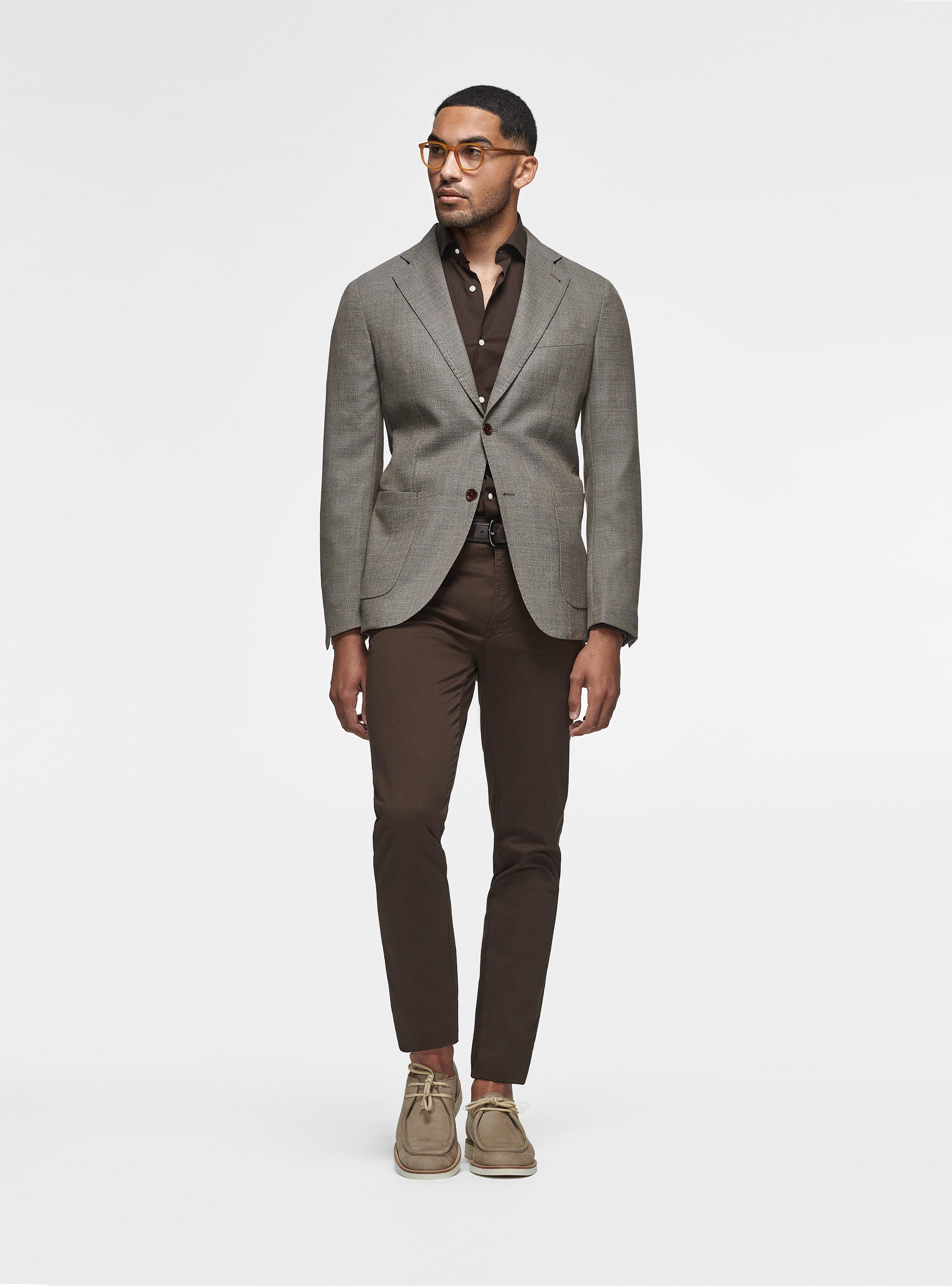Micro-textured wool blazer, MUD