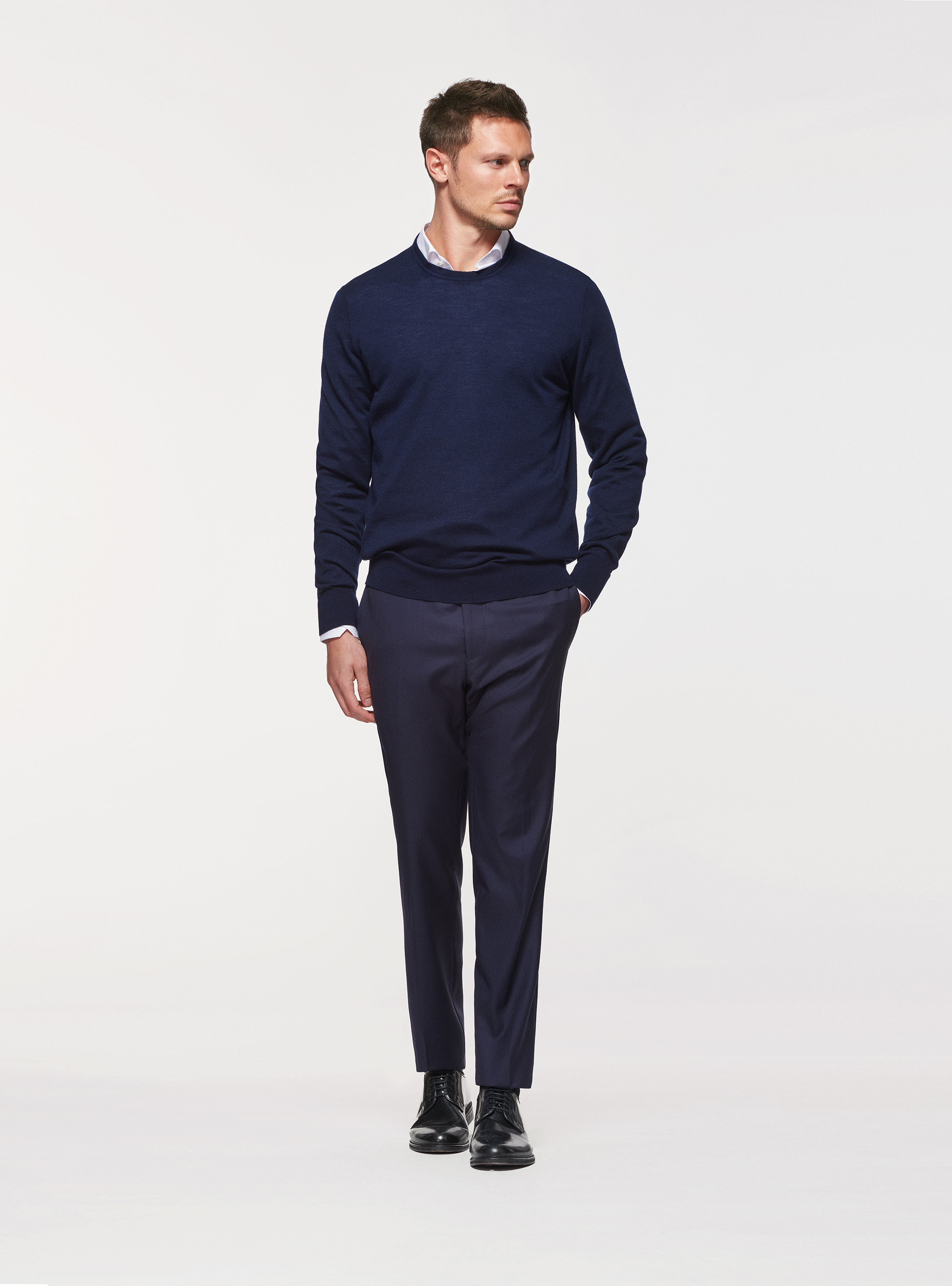 Maglia in pura lana merino, BLU NAVY