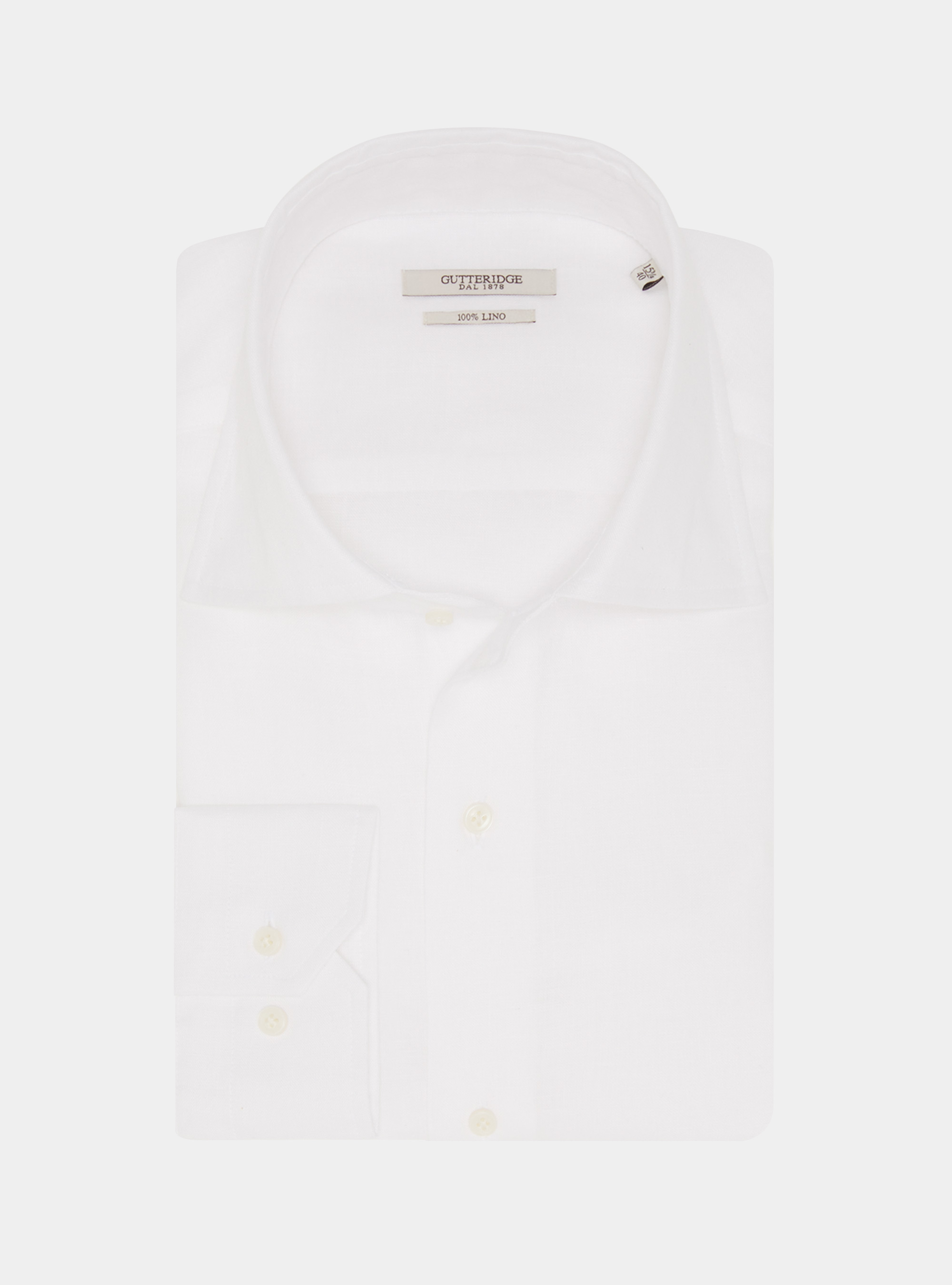 Italian collar shirt in pure linen, WHITE
