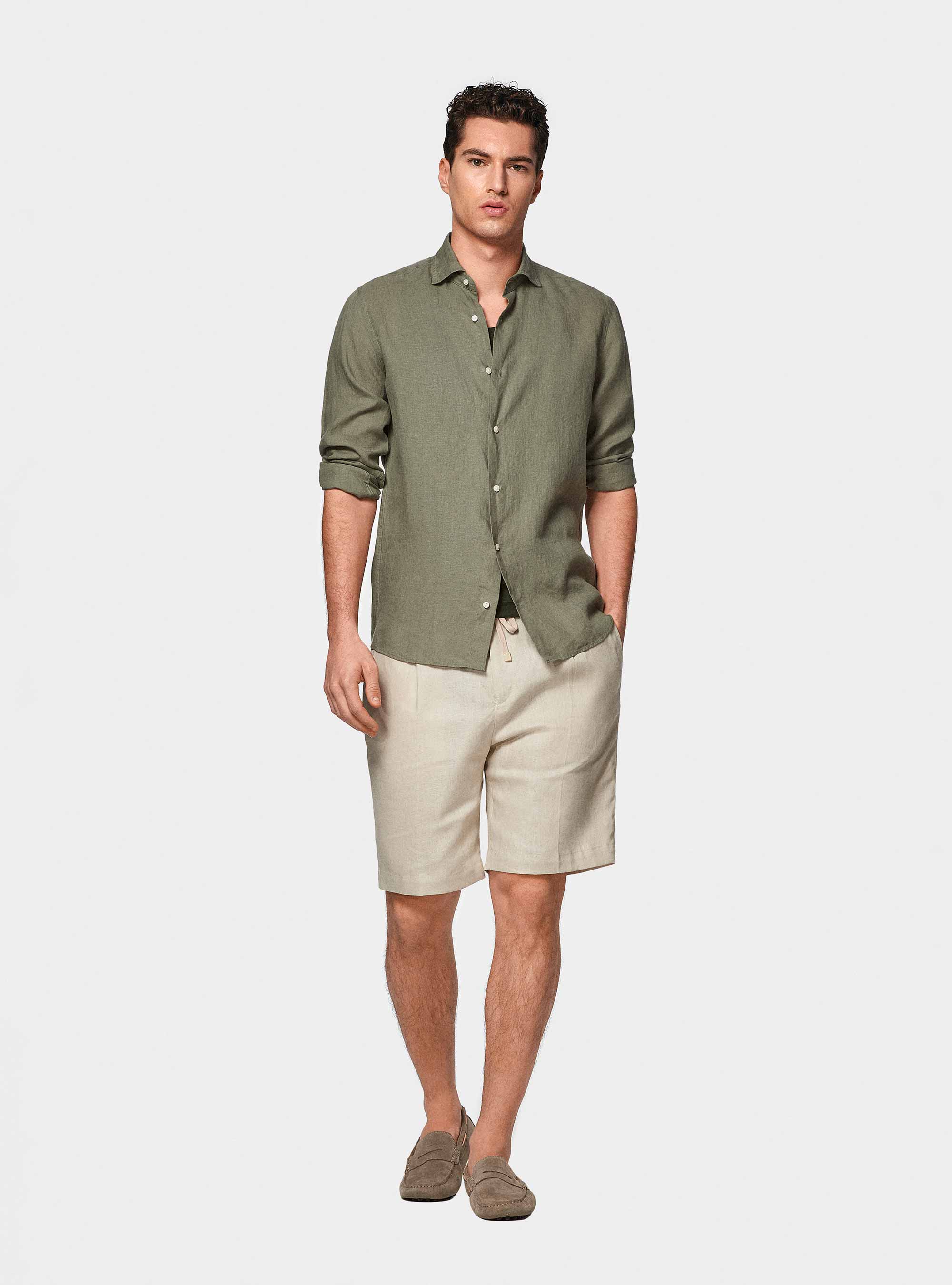 Camicia in puro lino, SALVIA 0602C