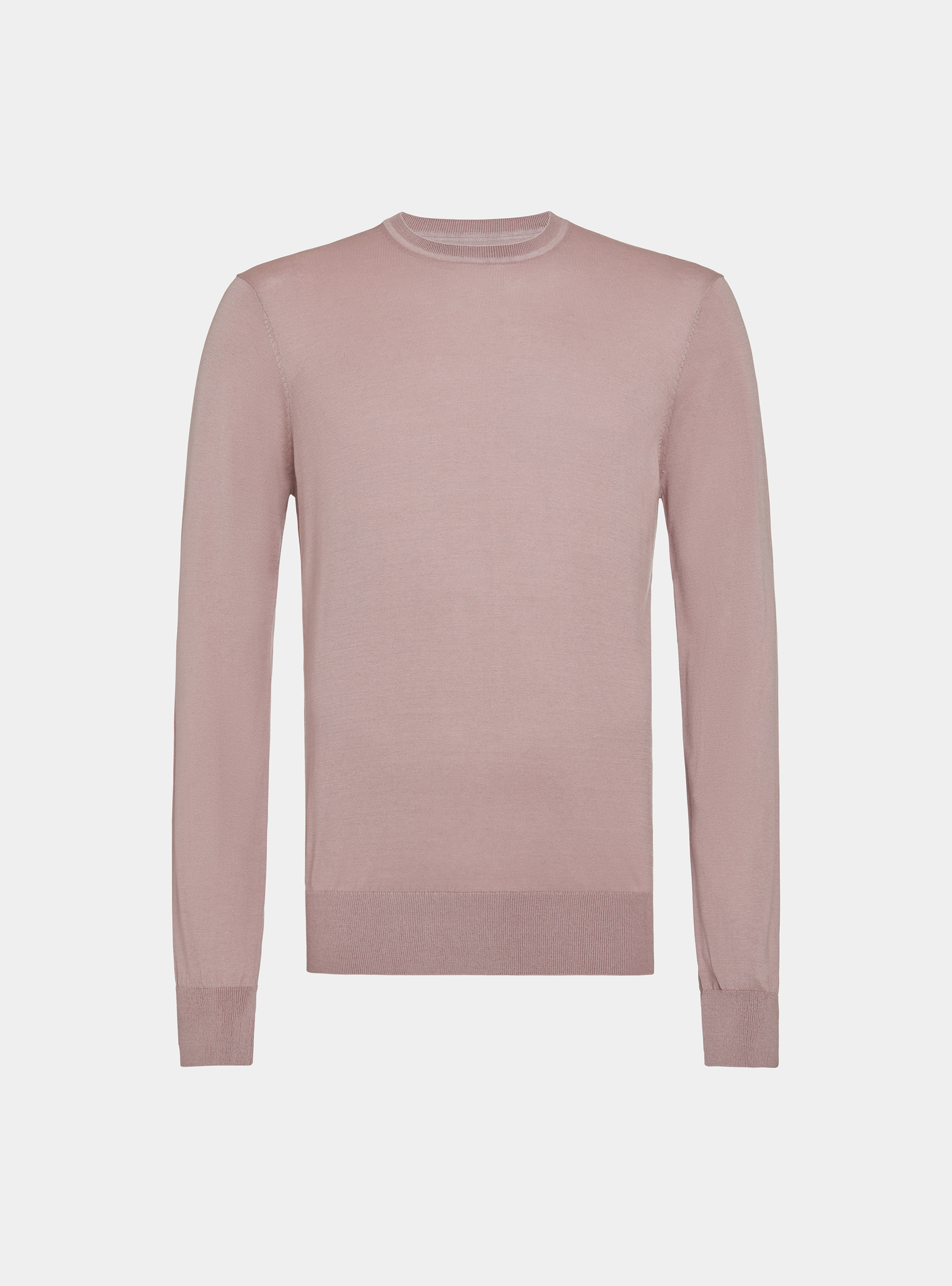 Maglia girocollo in seta e cotone, 0441C ROSA SCURO