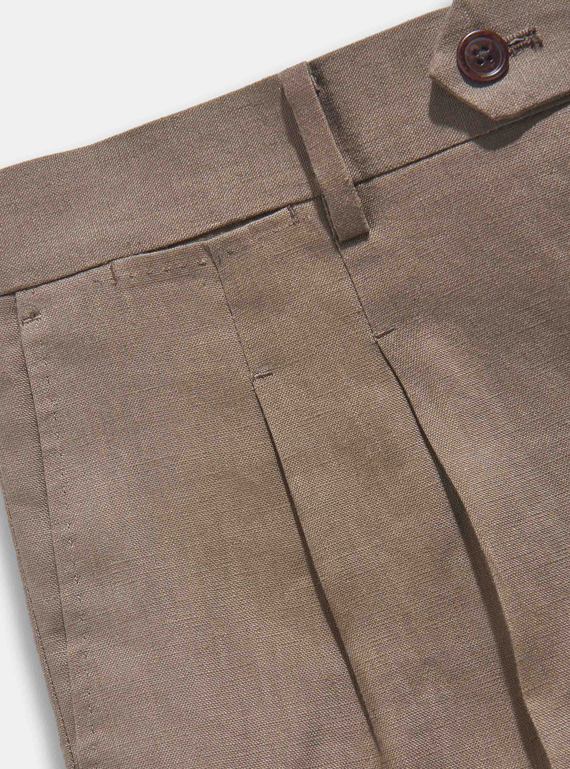 Pantaloni per abito in puro lino, FANGO