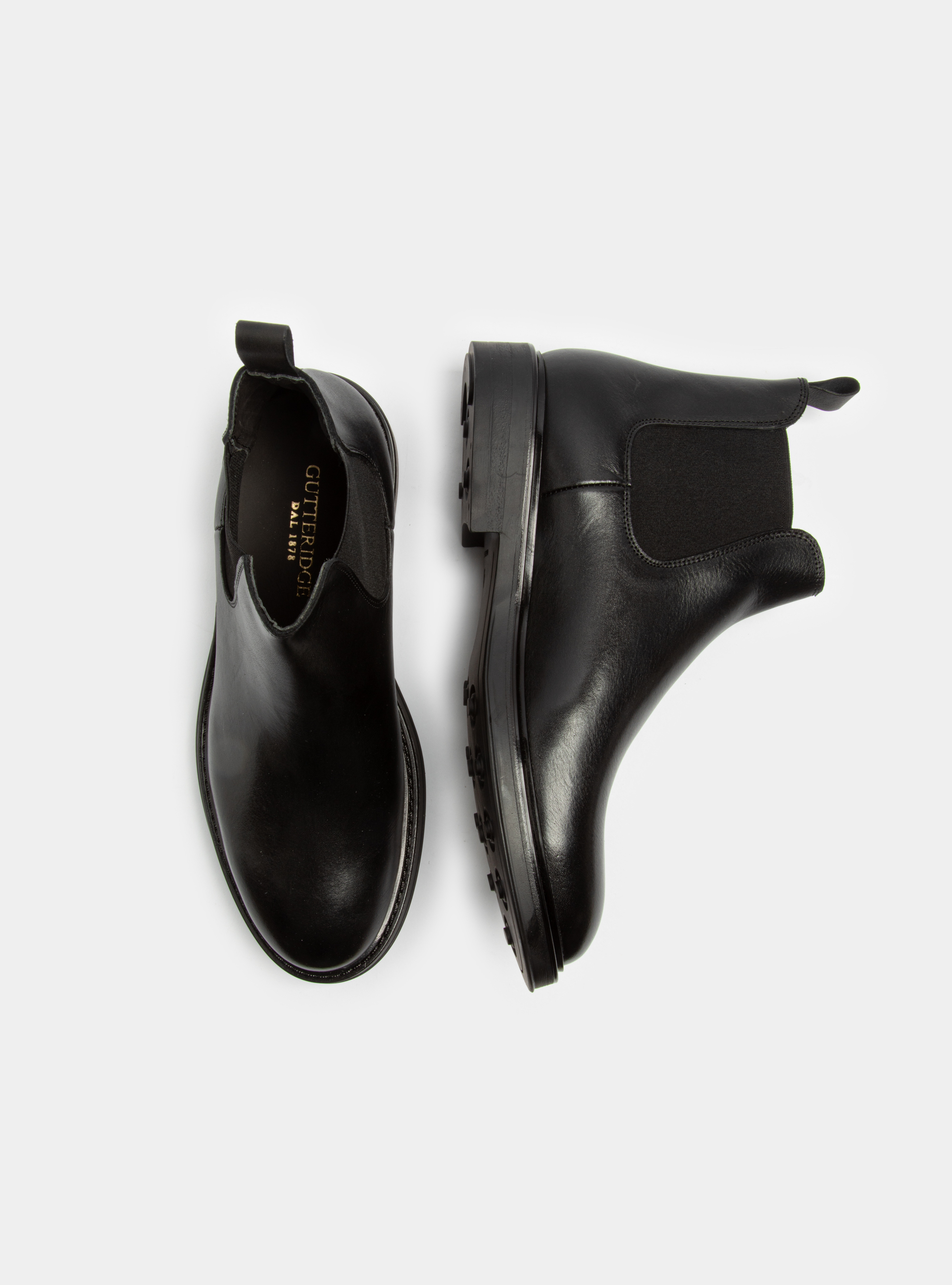 Beatles en cuir avec semelle en caoutchouc, NOIR