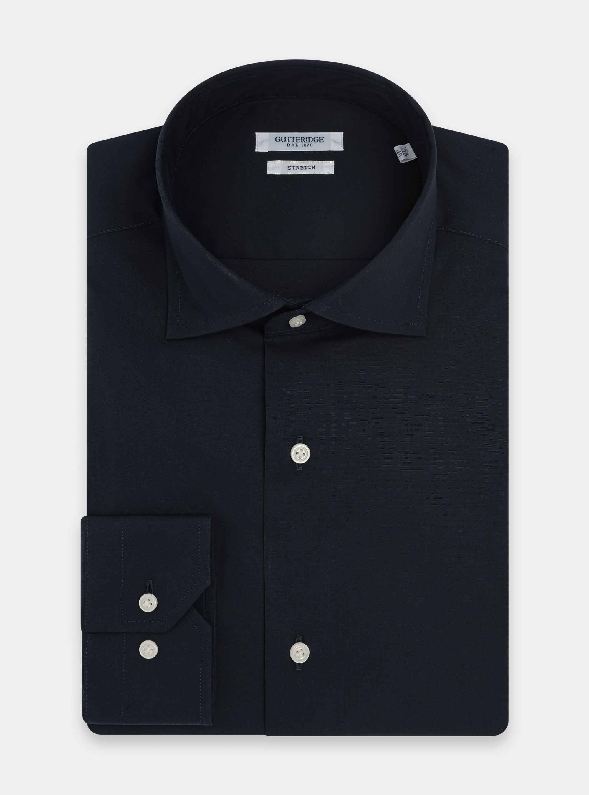 Camicia in popeline stretch, BLU NAVY