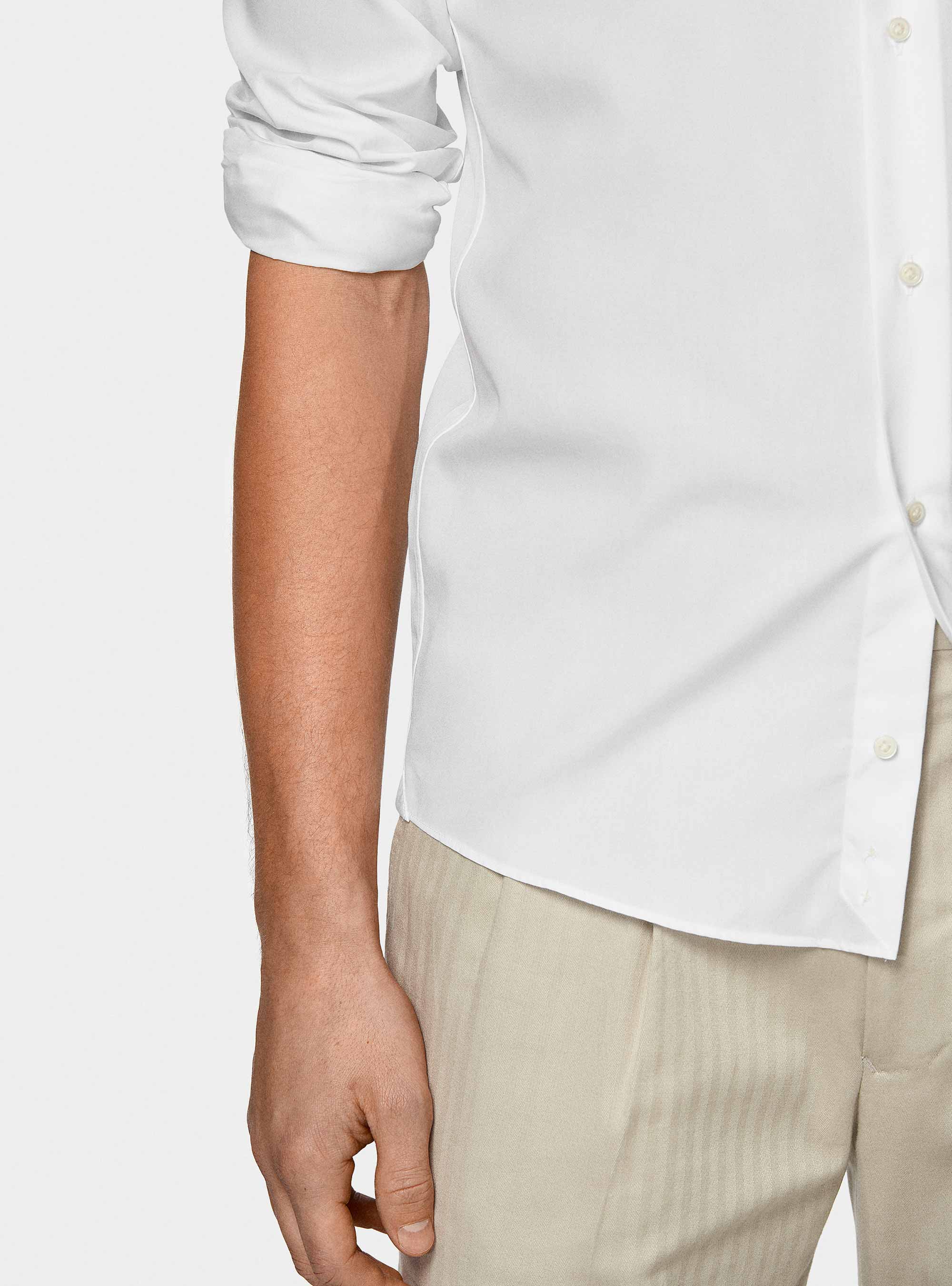 Camicia in fil a fil di cotone, BIANCO