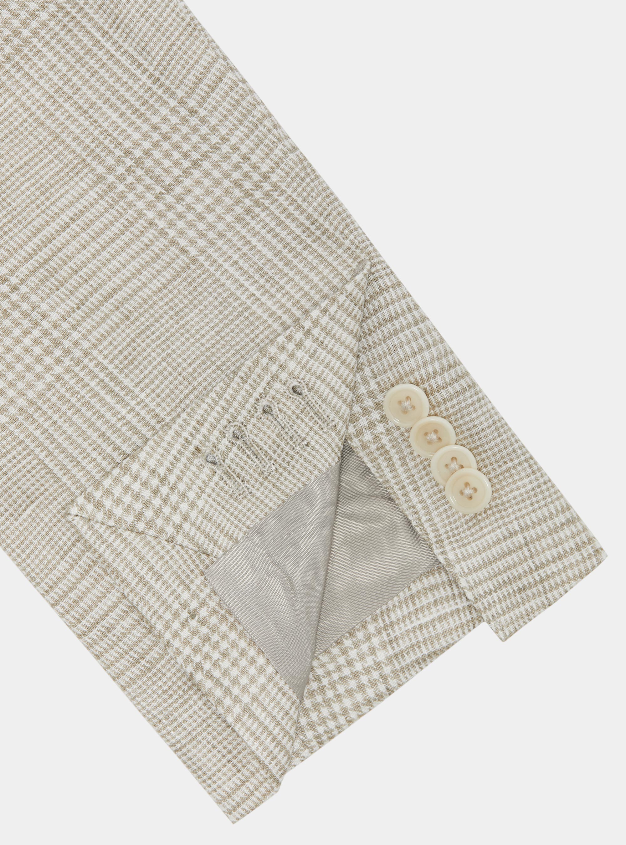 Prince of Wales blazer in pure linen, ECRU