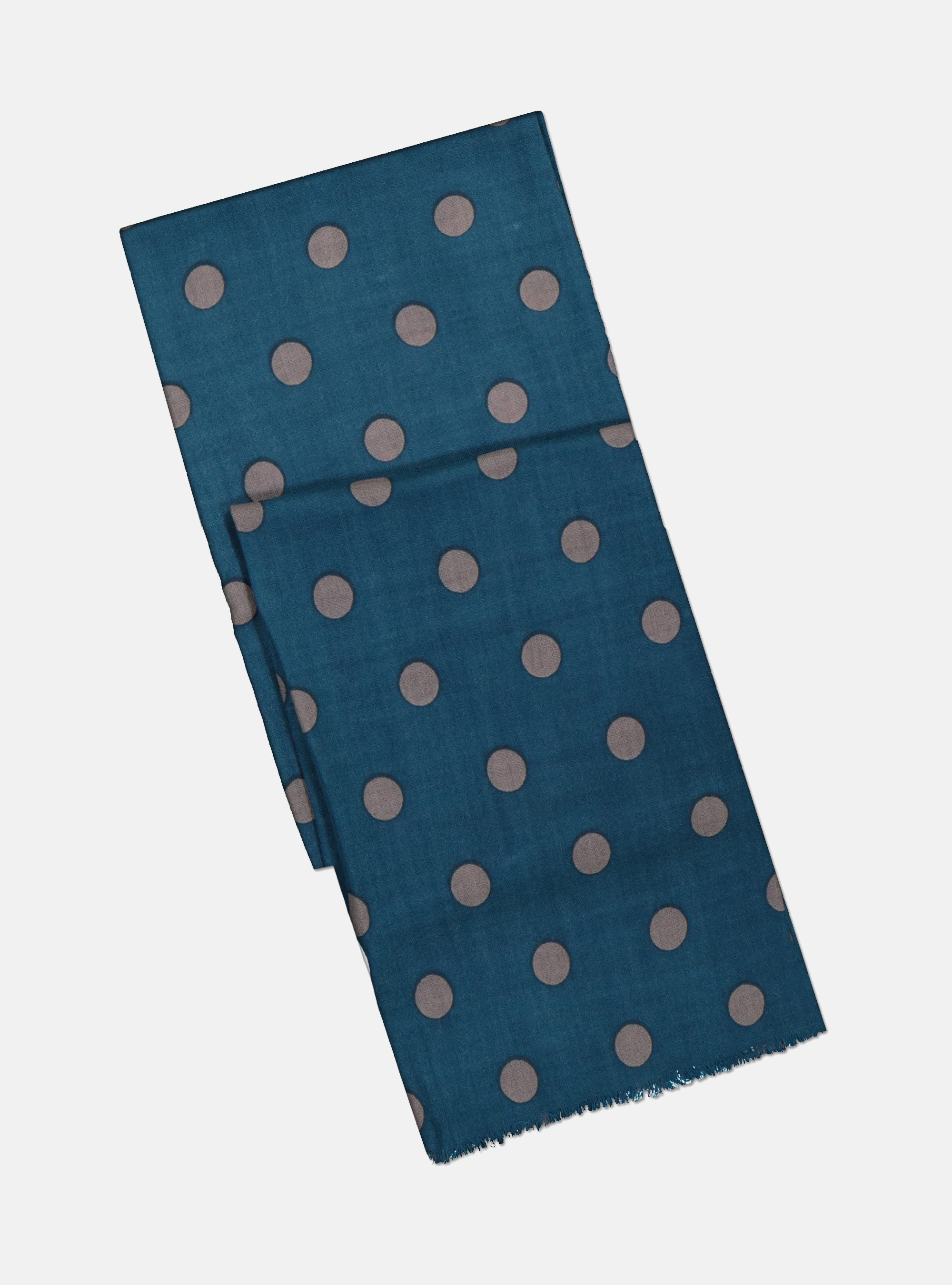POLKA DOT WOOL SCARF, PETROL