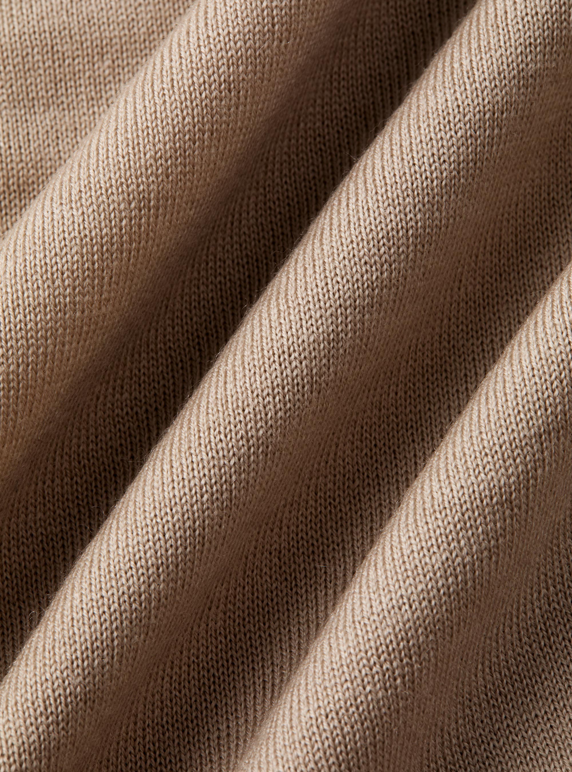 Polo camicia in maglia lana merino extrafine, SABBIA