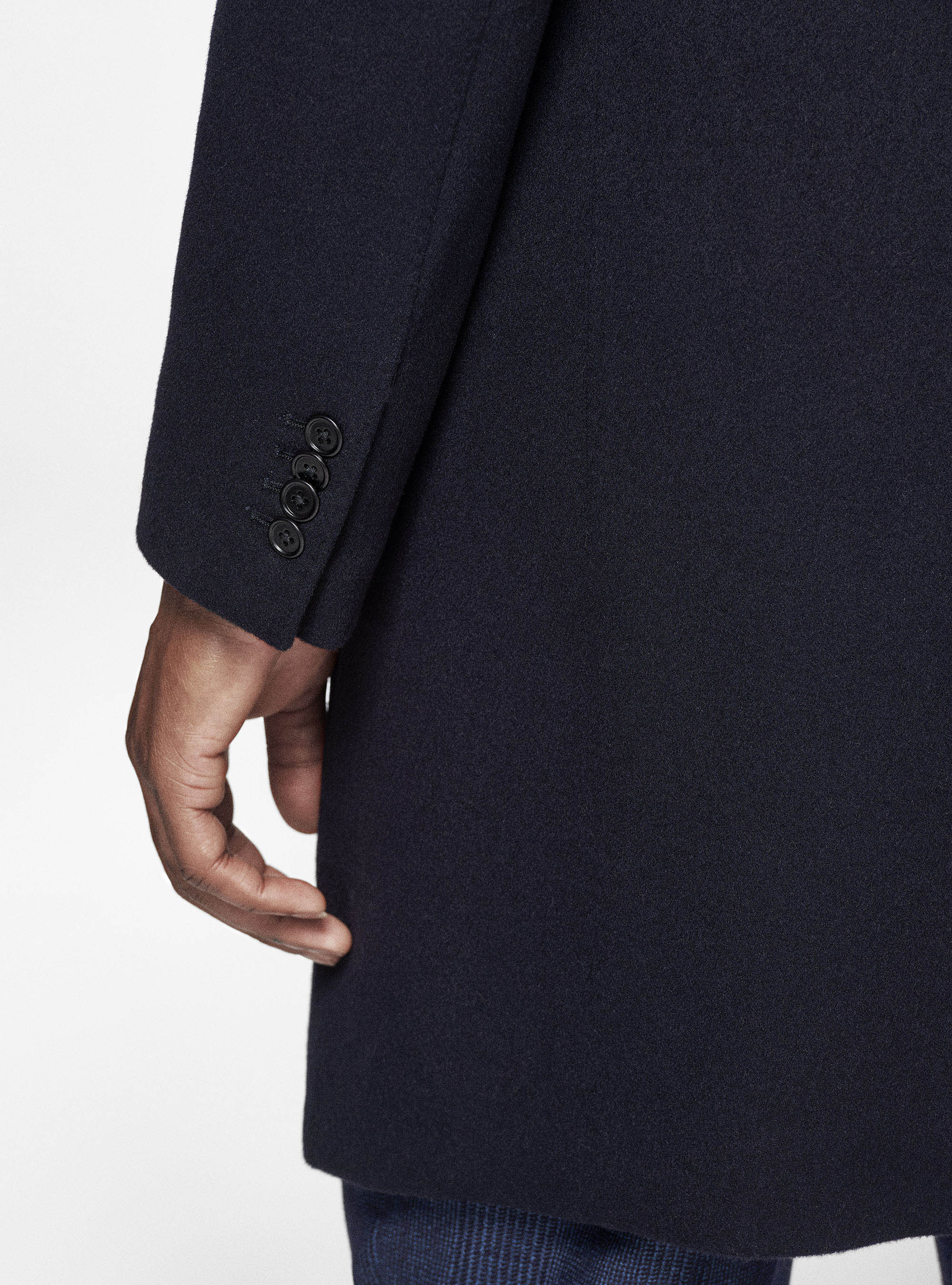Wool and cashmere coat, NAVY BLUE