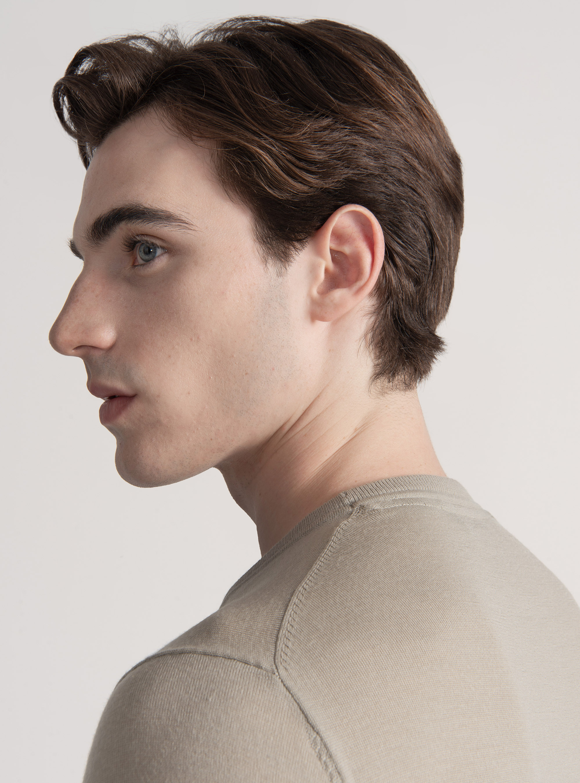 Punto de cuello redondo de pura lana merina extrafina, ARENA