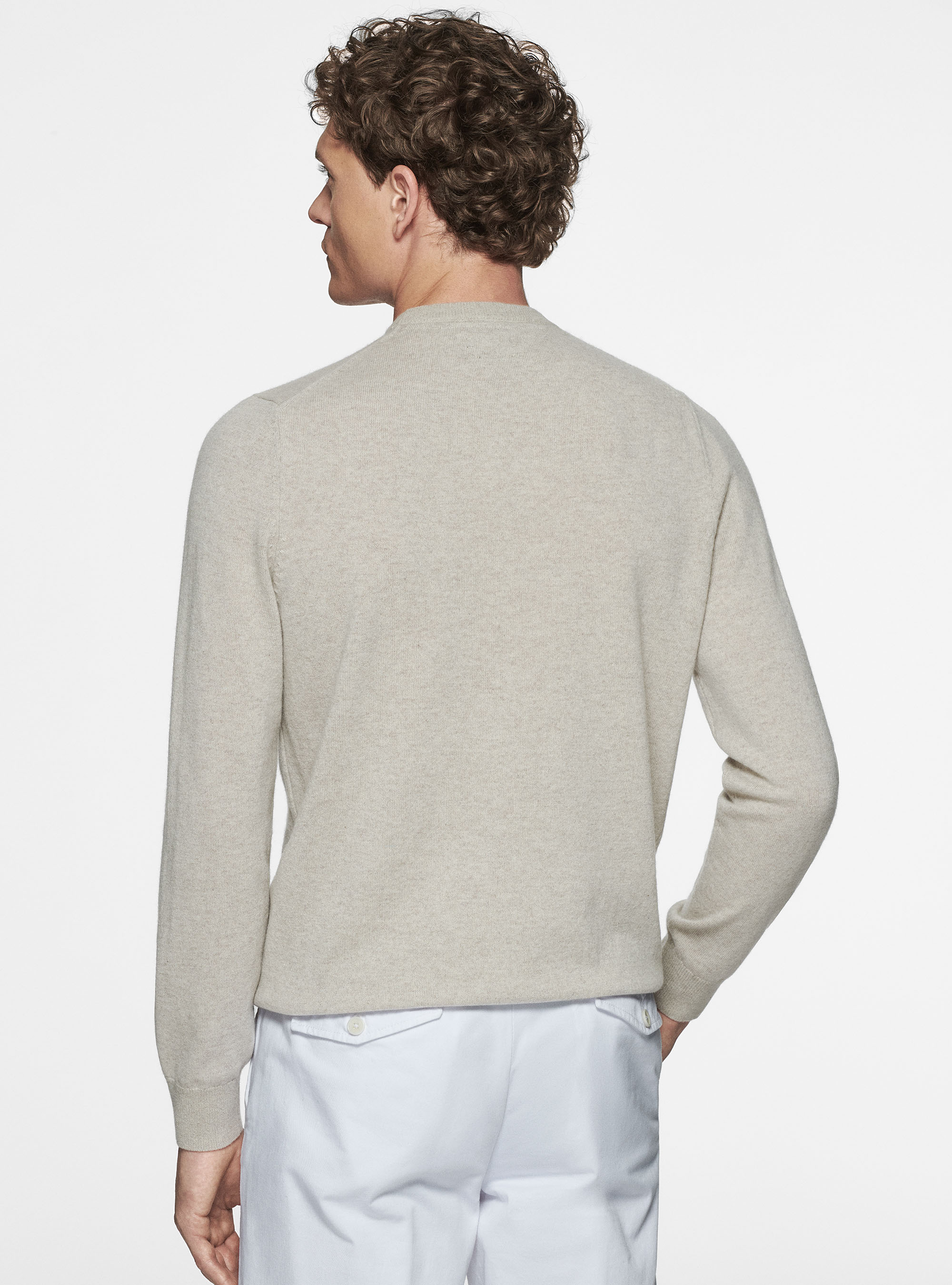 Maglia girocollo in cashmere, ECRU