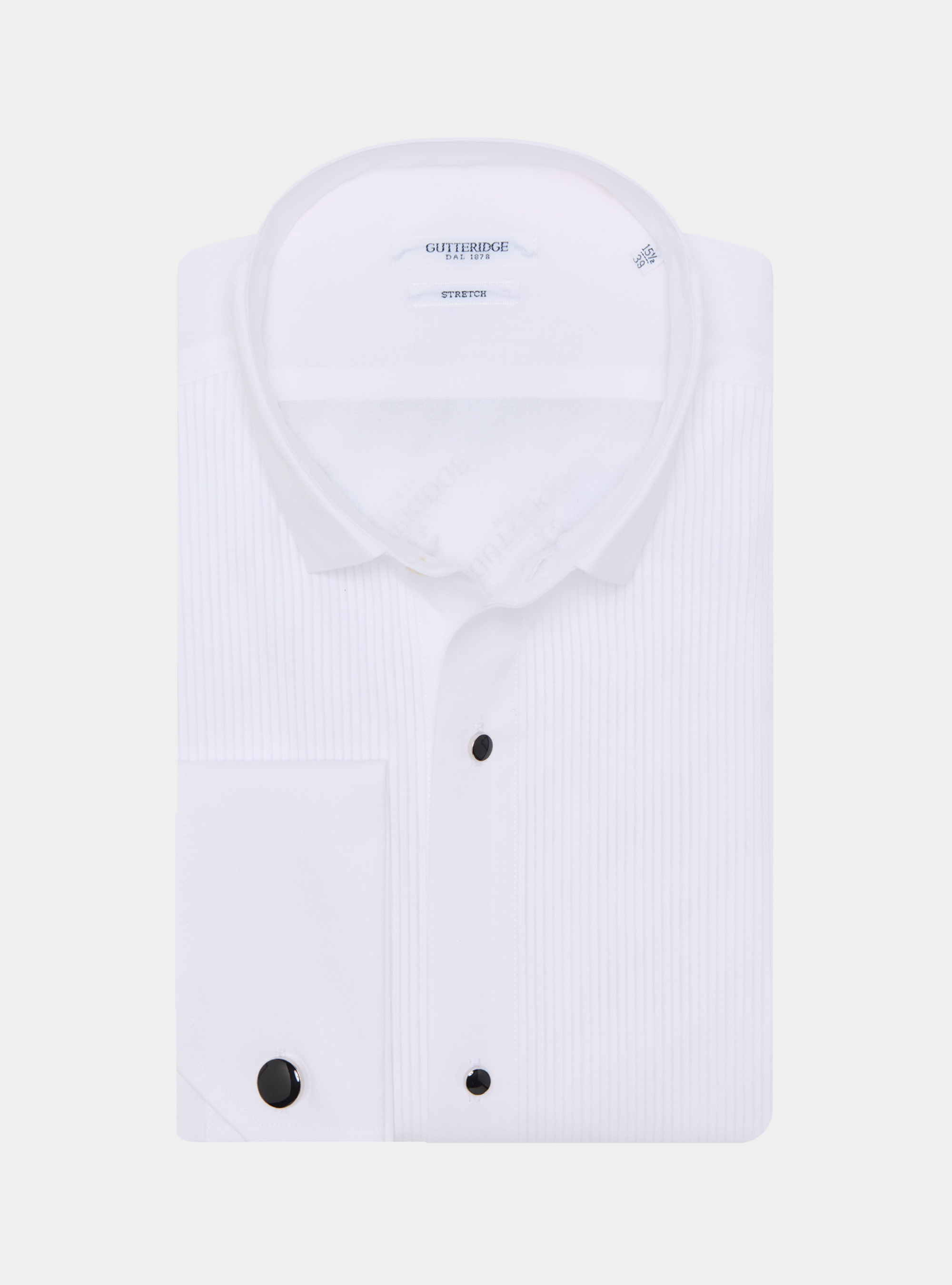 Stretch poplin diplomatic smoking shirt, WHITE