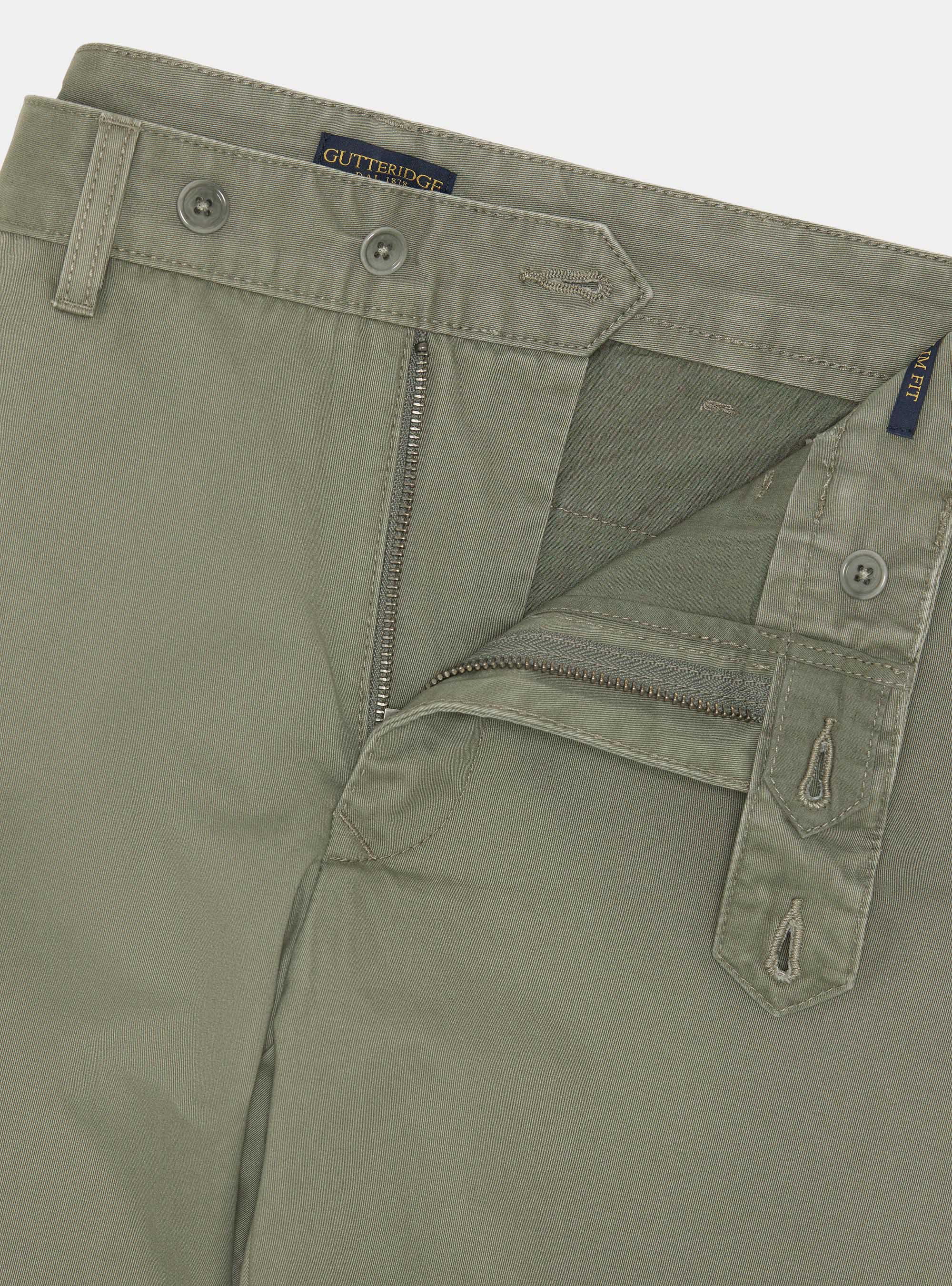 Cotton twill chino trousers, SALVIA 0602C