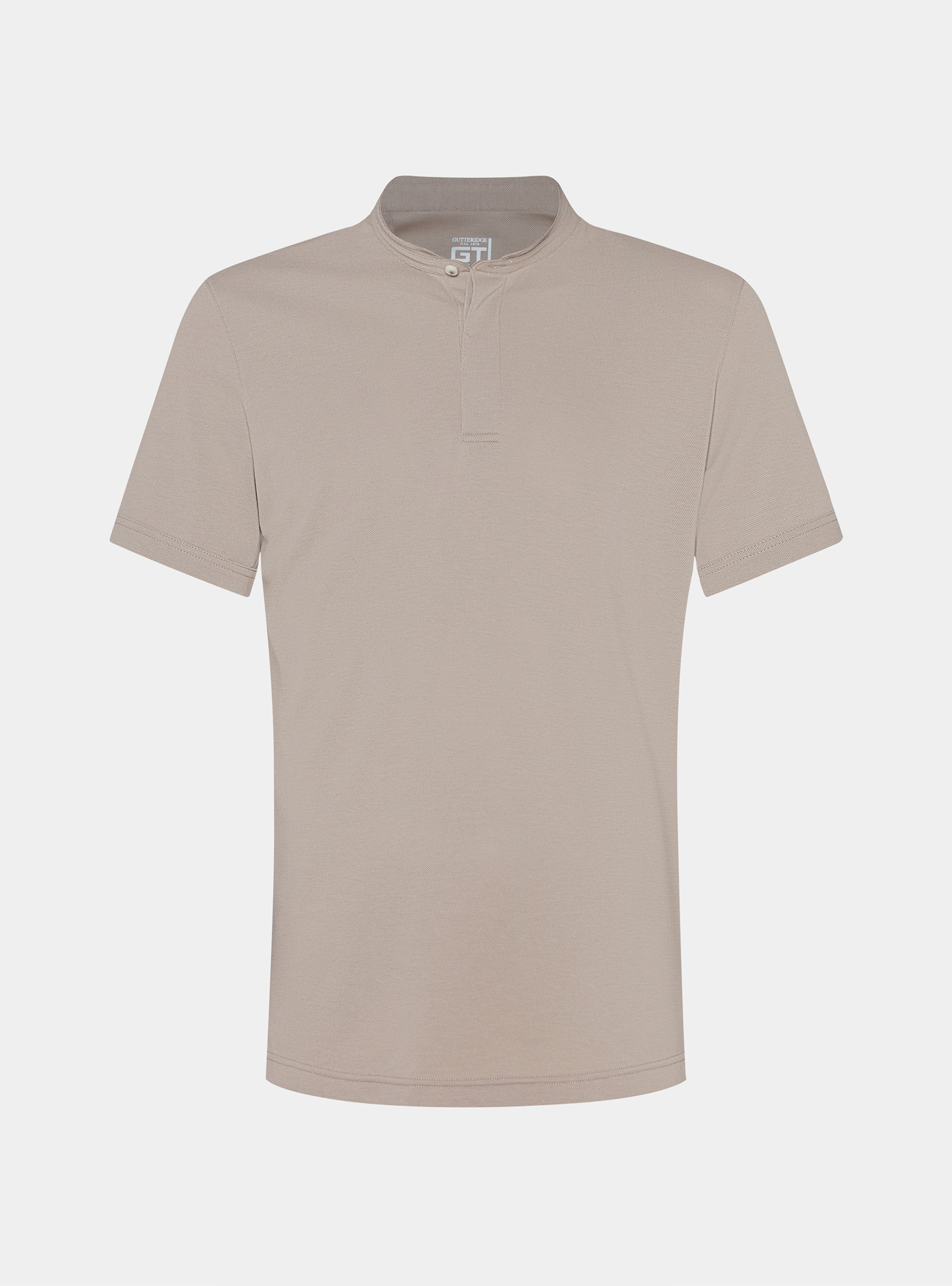 Polo collo coreano in misto cotone stretch, SABBIA 0591C