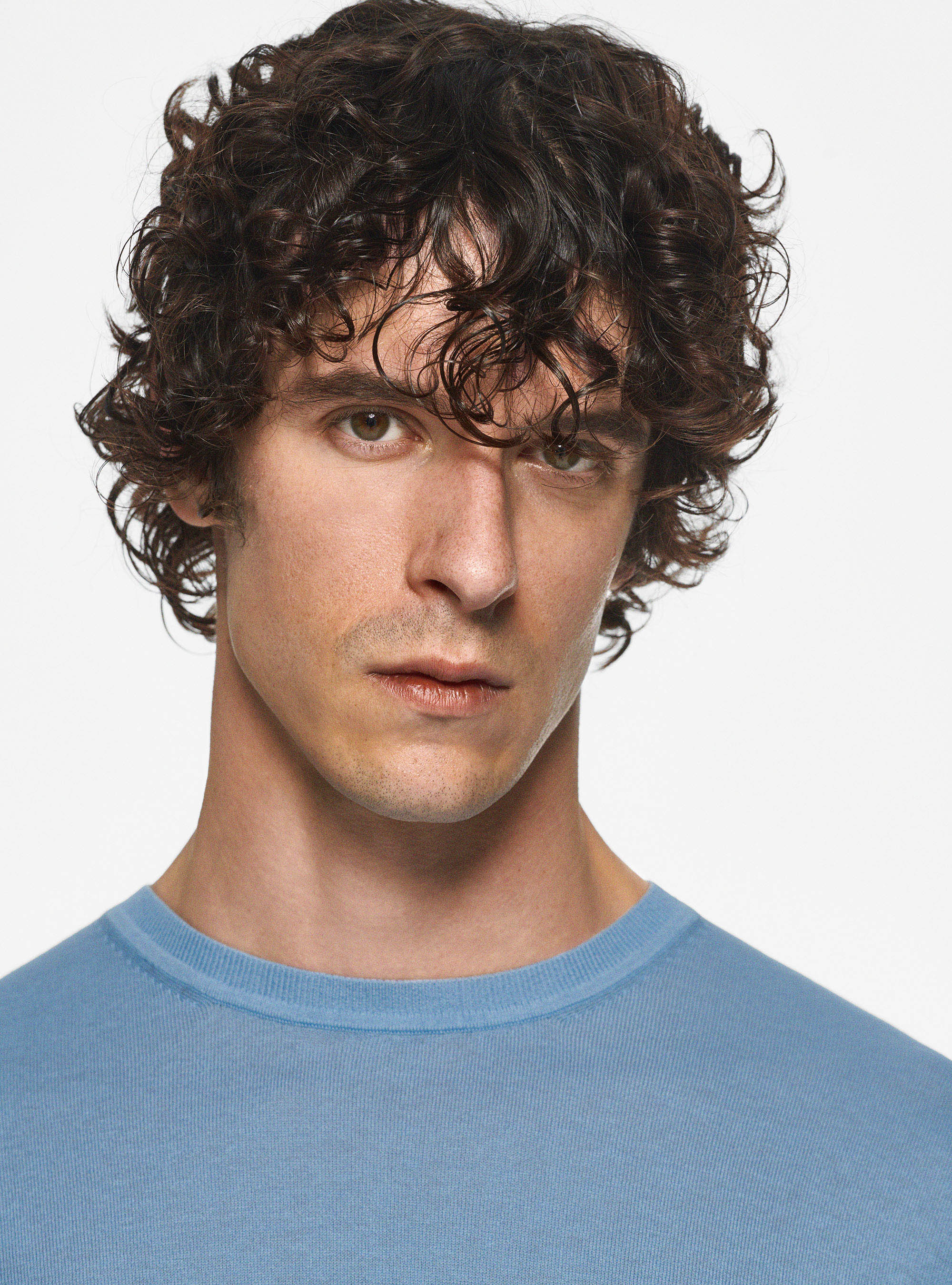 Silk and cotton crew-neck sweater, LIGHT BLUE