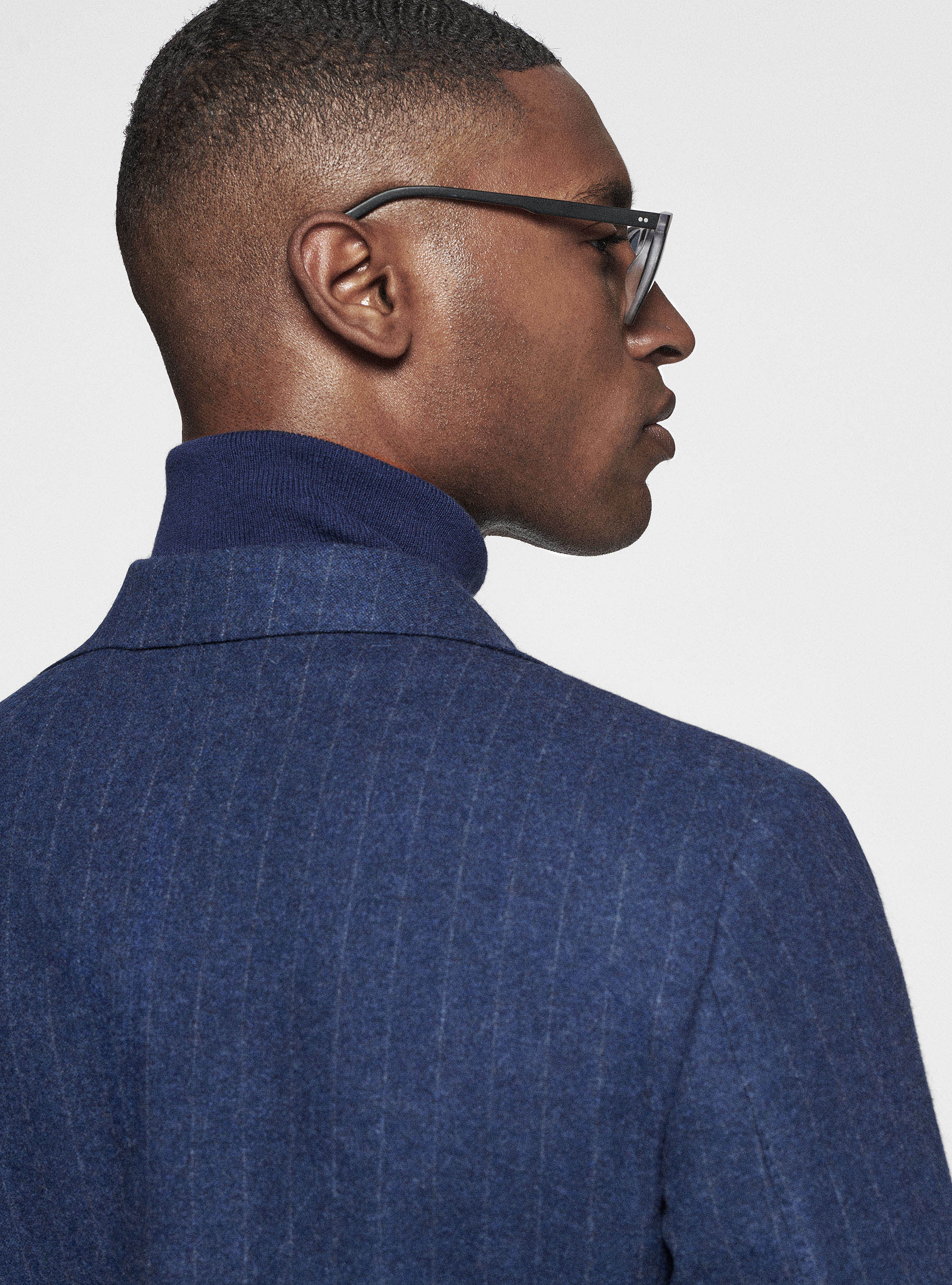 Pinstripe flannel blazer, INK