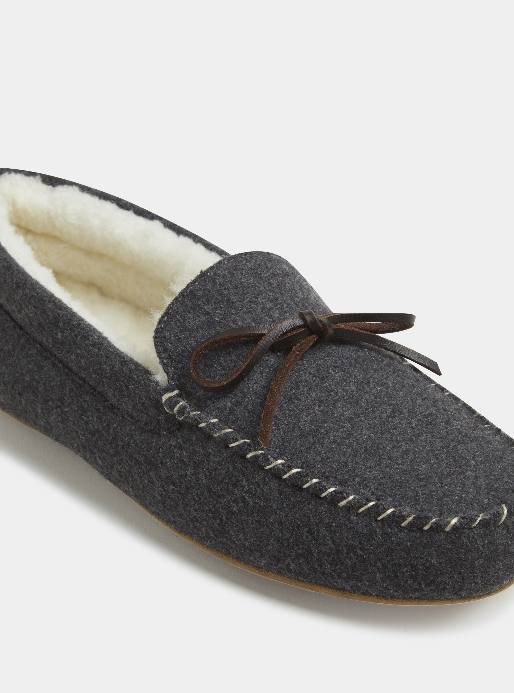 Pantofole a scarpetta in flanella tinta unita, GRIGIO CHIARO