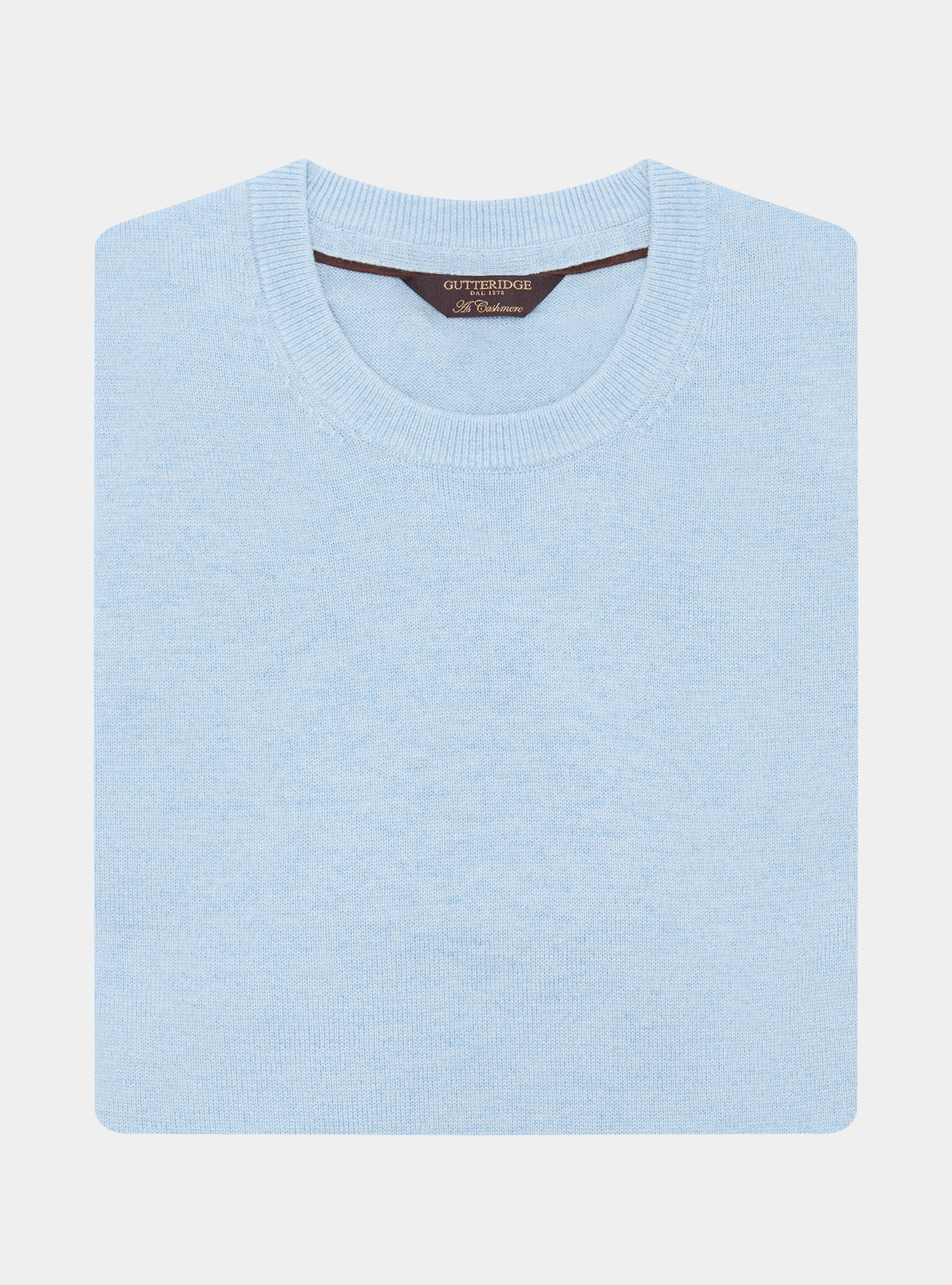 Girocollo in maglia in lana poliammide cashmere, AZZURRO POLVERE 0283C