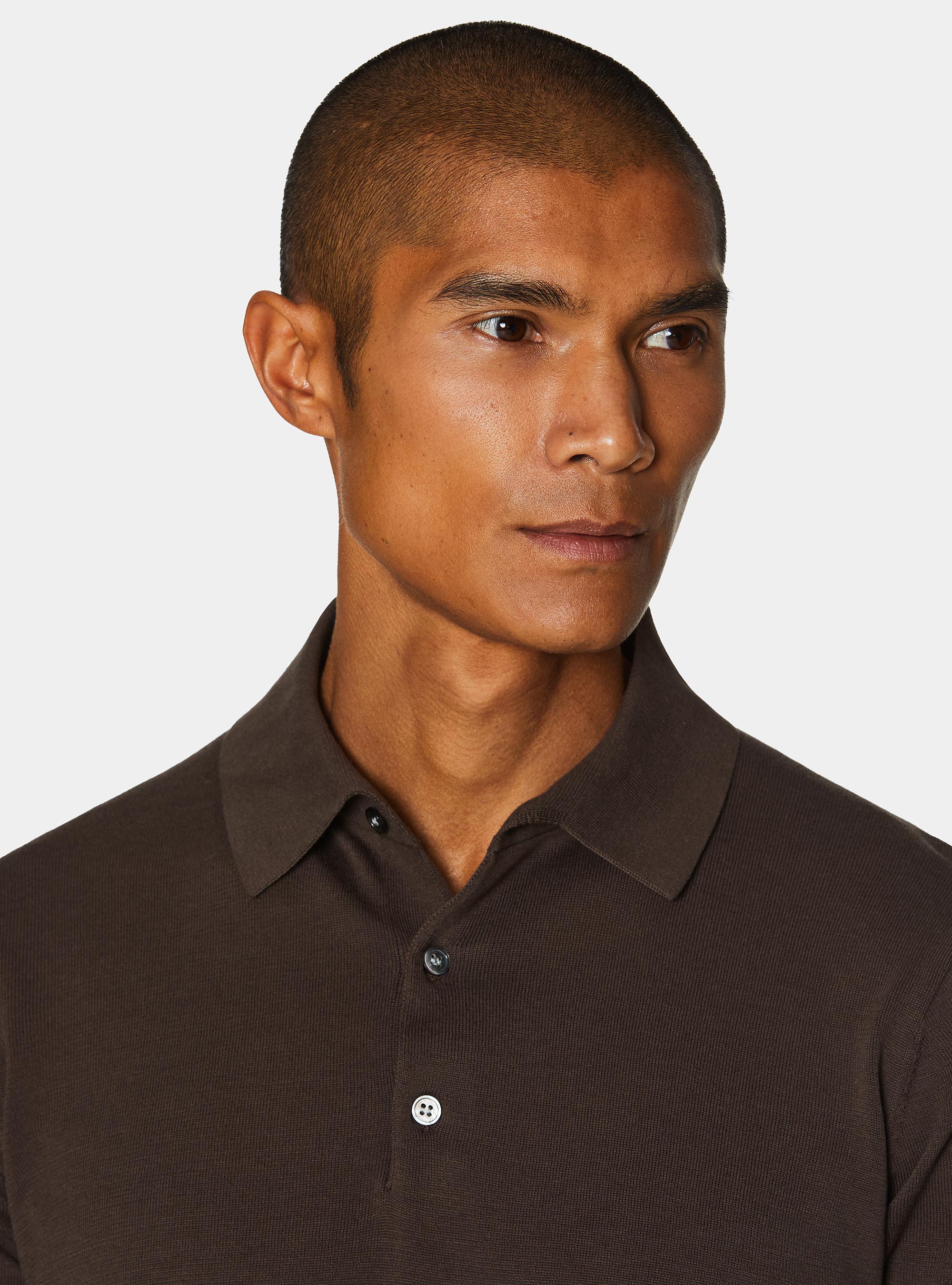 Polo in maglia in cotone m/c, BROWN