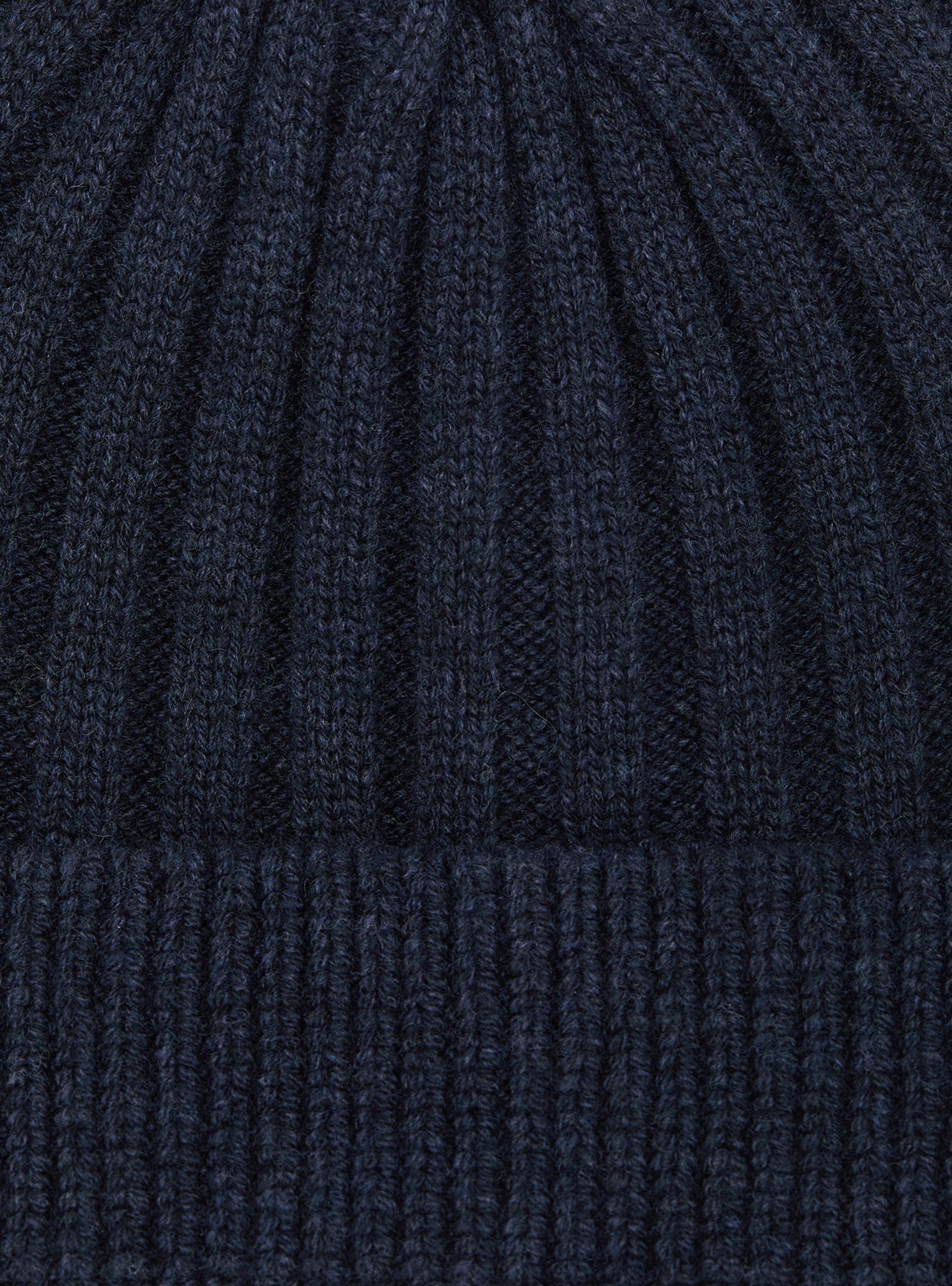 English rib cashmere blend beanie, NAVY BLUE