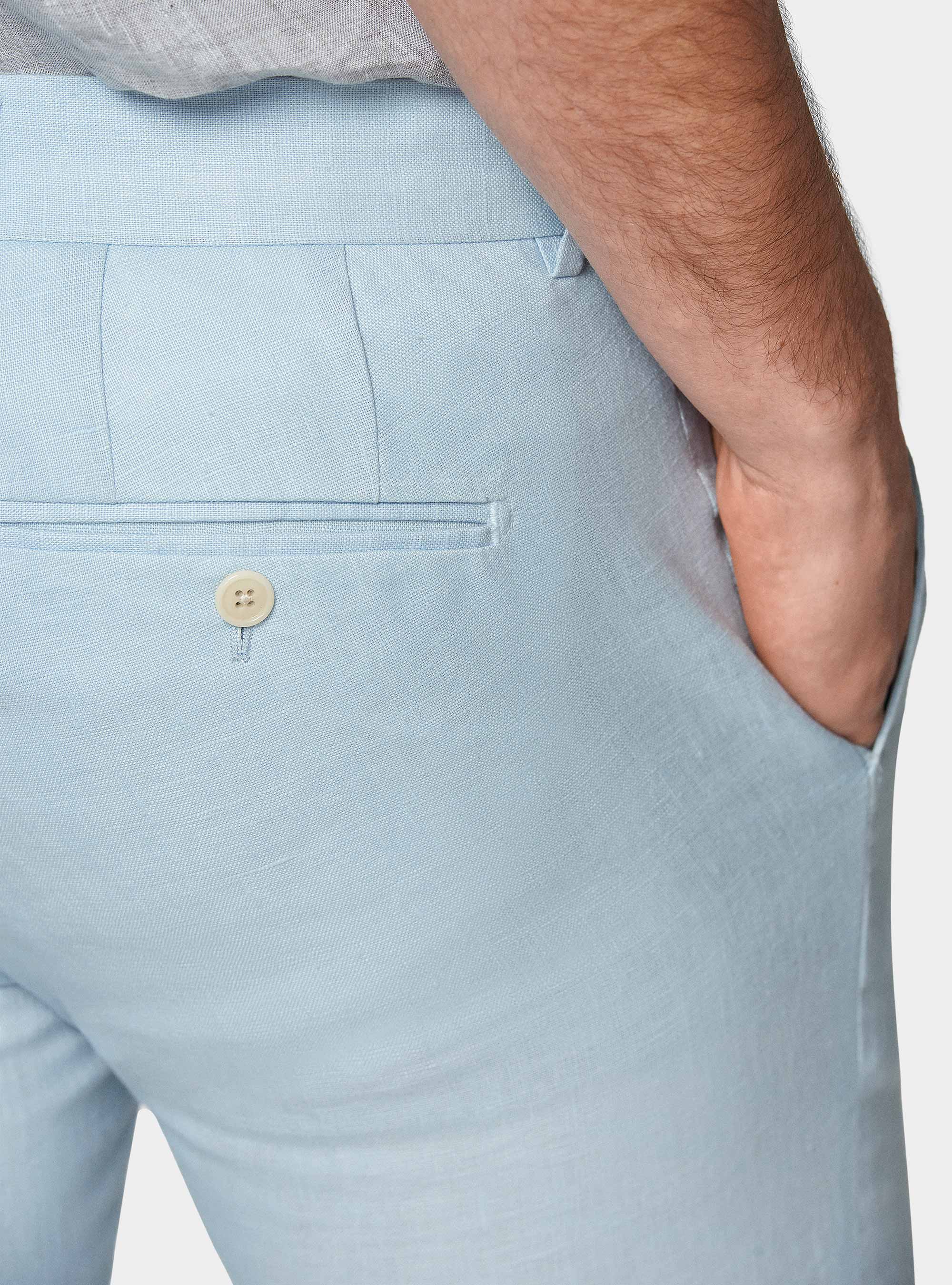 Pure linen suit trousers, LIGHT BLUE