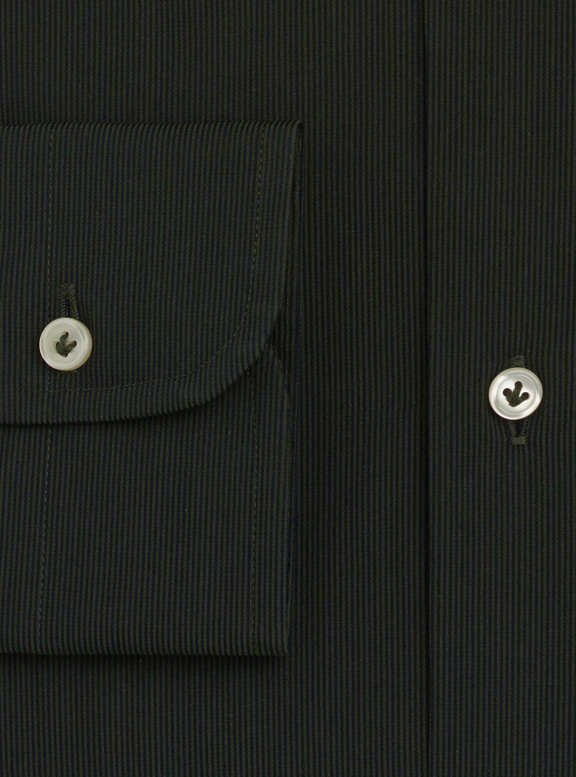 Semi-open french collar shirt in stretch cotton piquet, GREEN