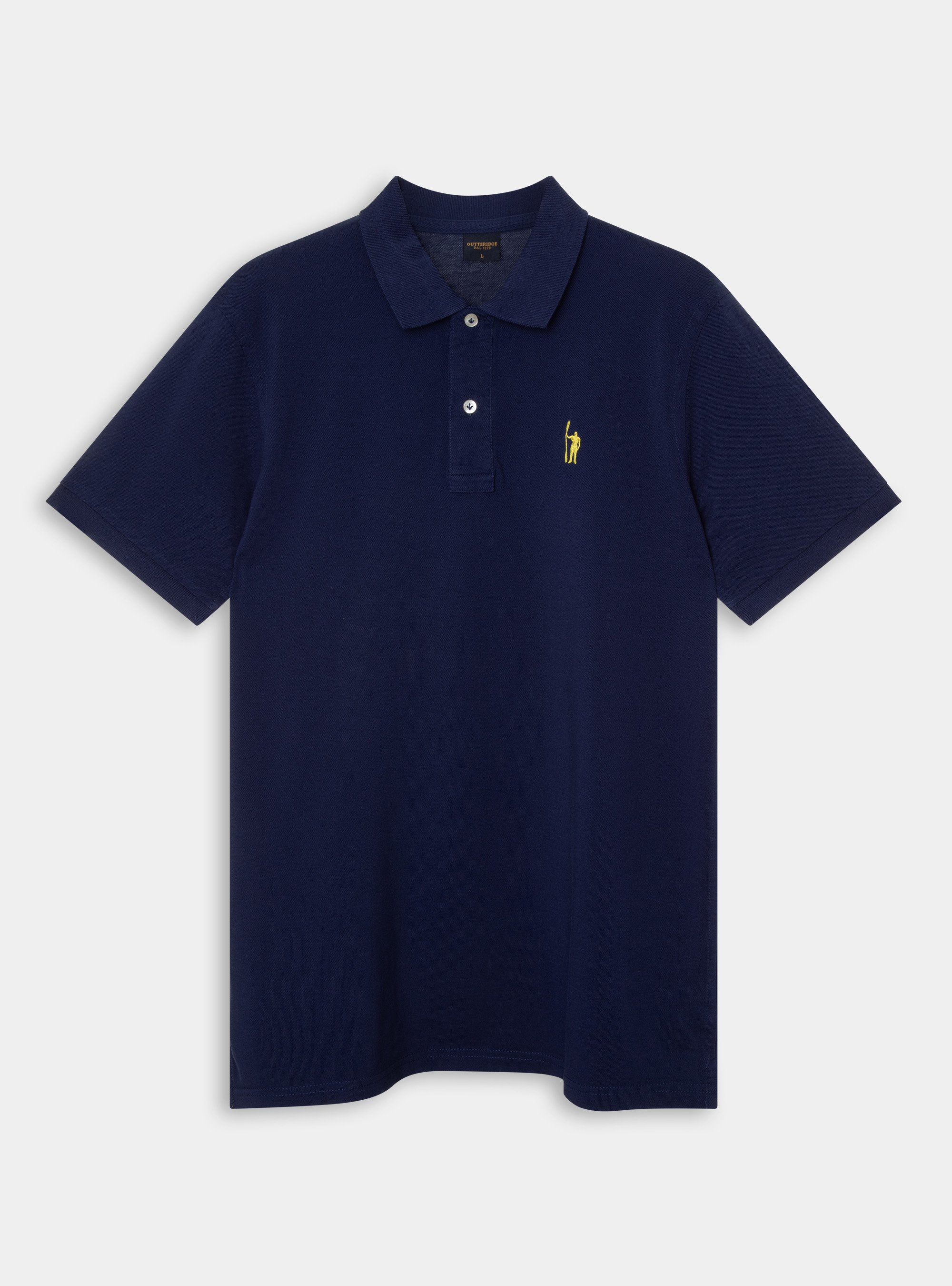 Classic cotton pique polo with embroidery, BLUE