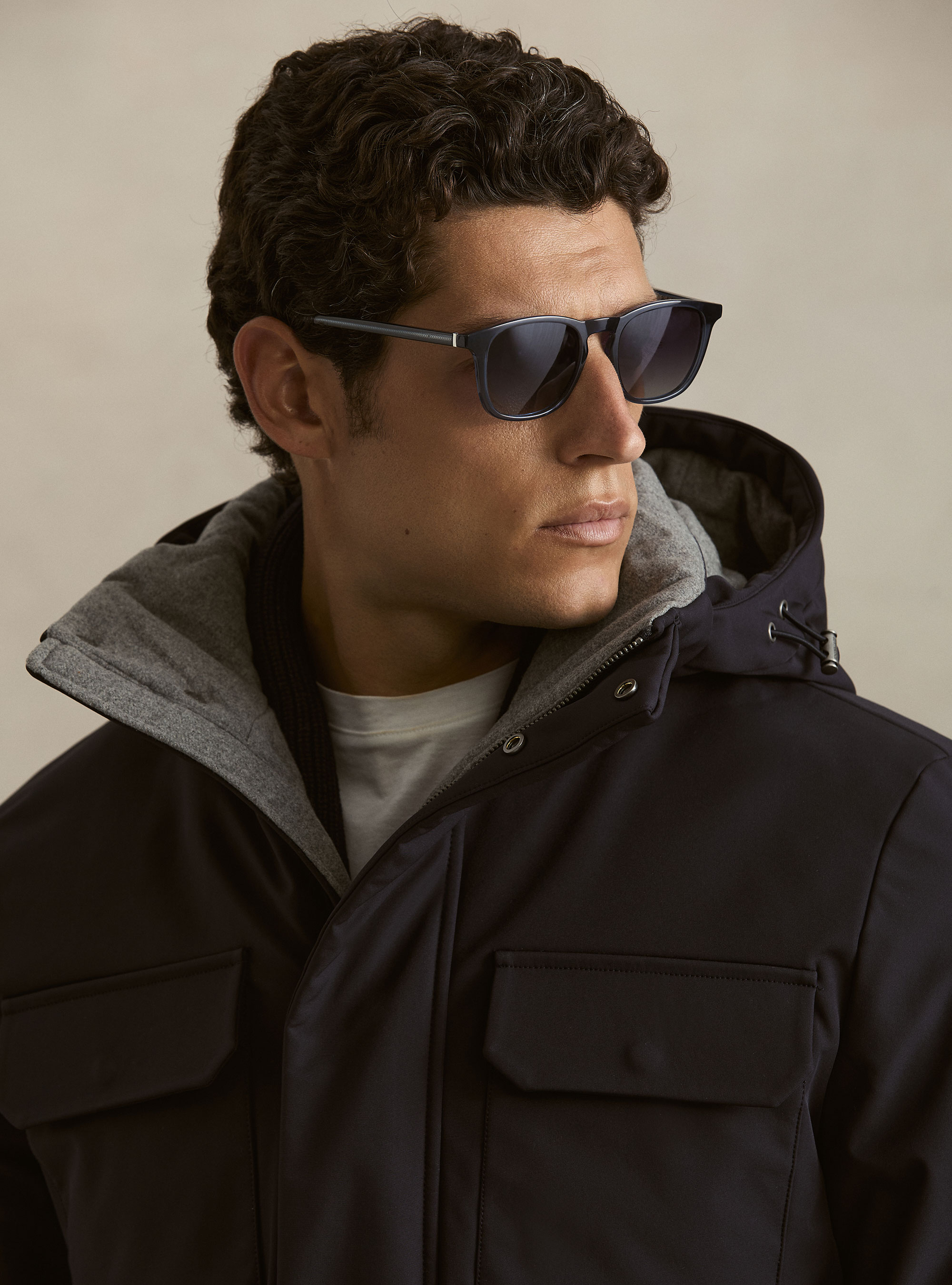 Giubbino tecnico con coulisse e cappuccio, BLU NAVY