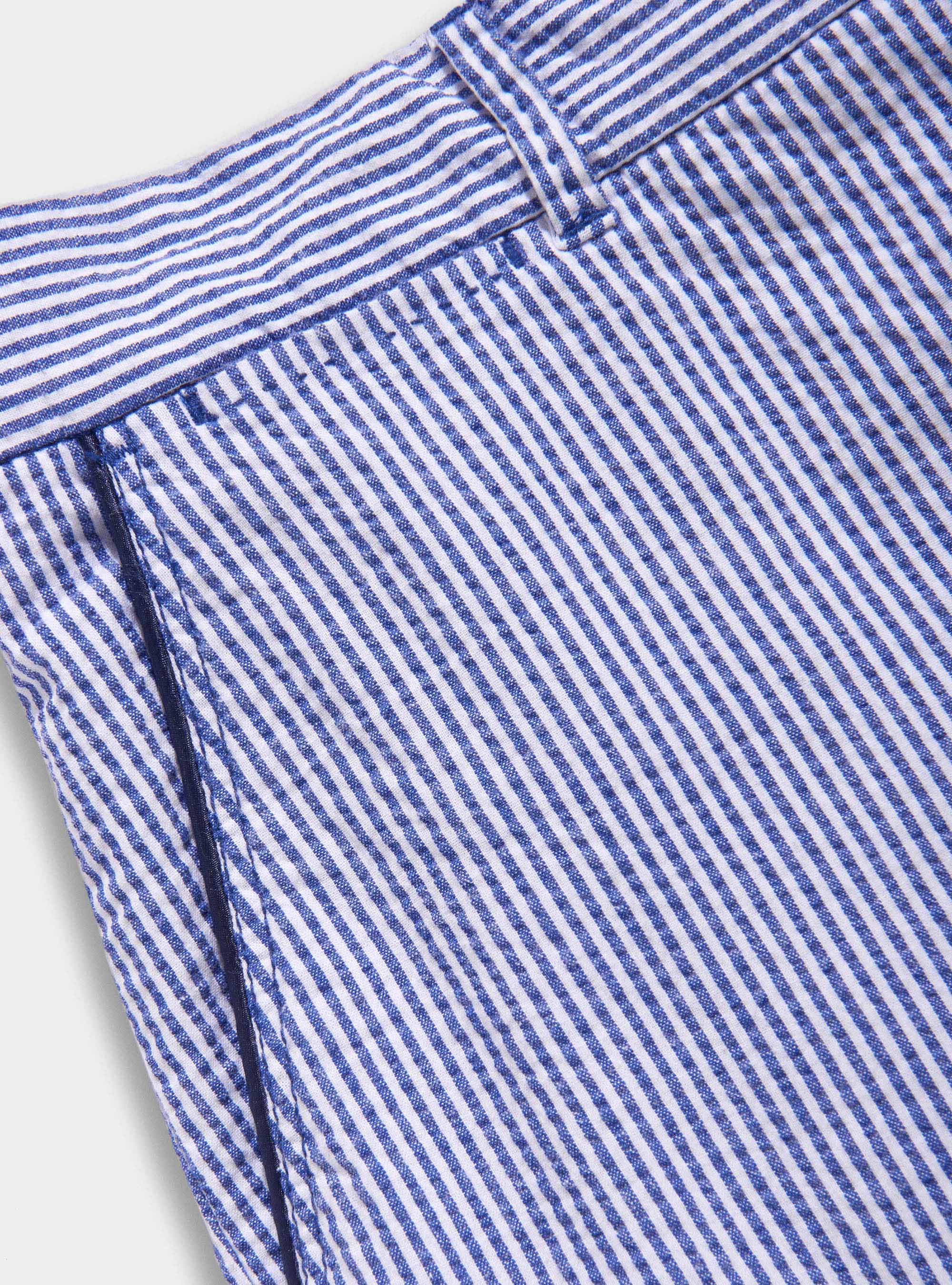 Striped cotton seersucker bermuda shorts